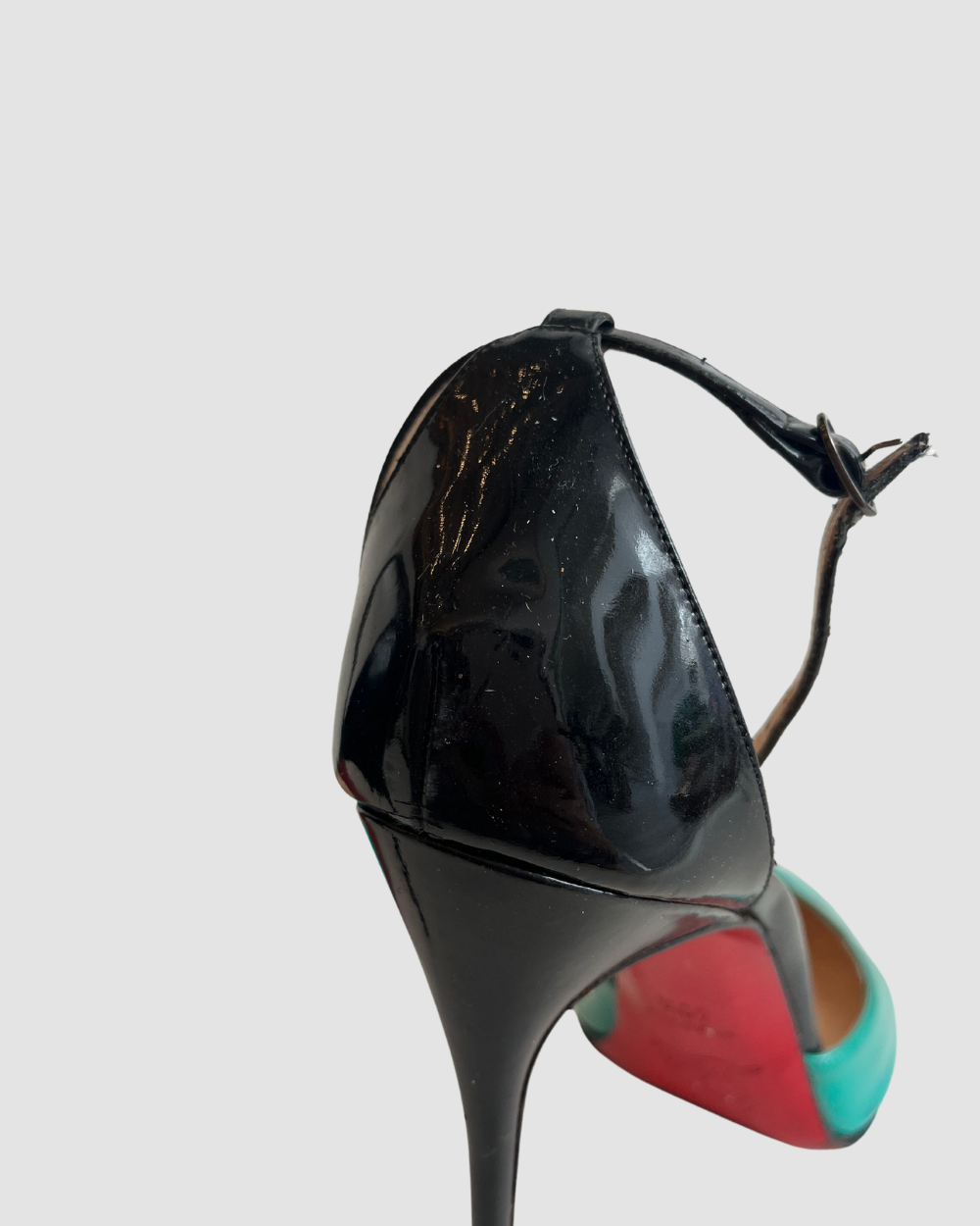 Christian Louboutin Teal & Black Patent Leather Heels, 40.5