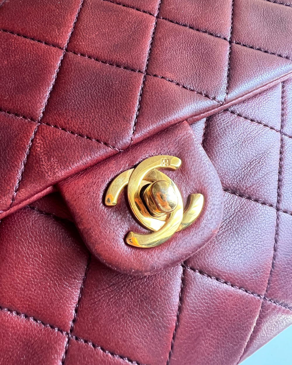 Chanel Vintage Square Burgundy 20cm Purse