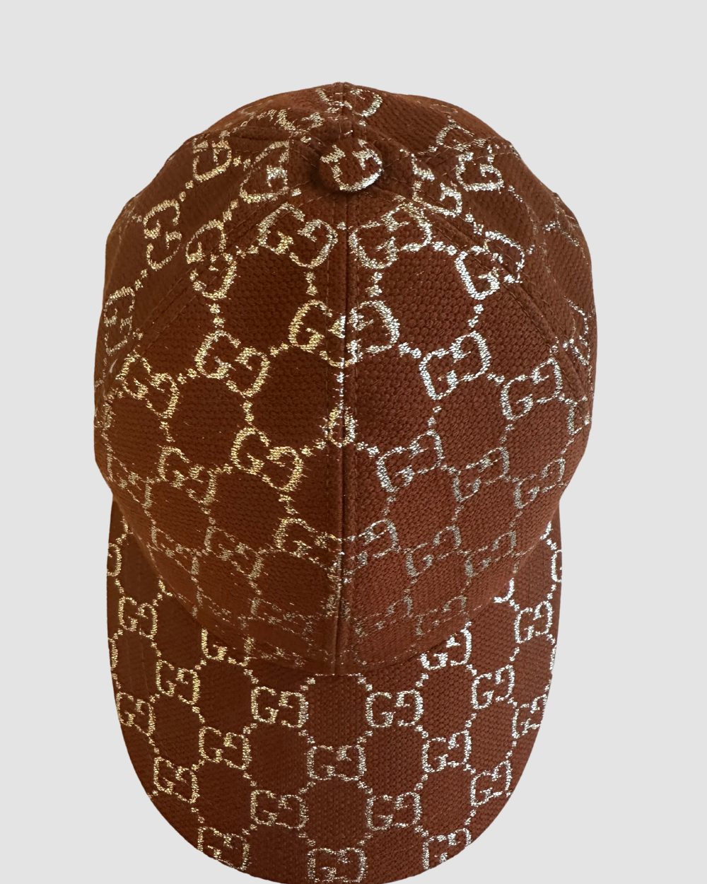 Gucci Burnt Orange & Silver Logo Baseball Hat