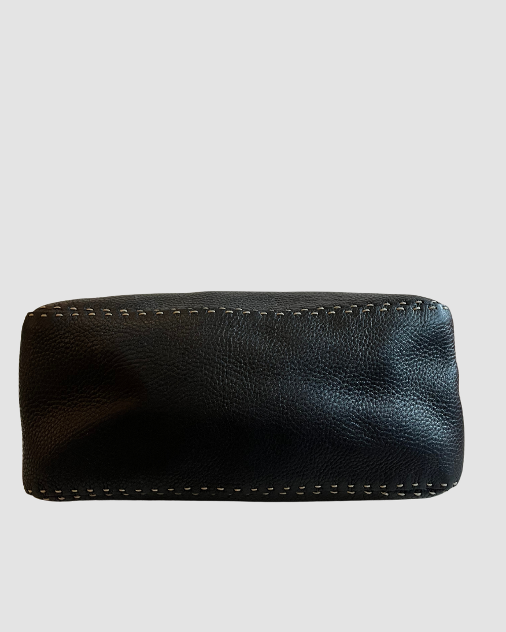 Fendi Vintage Black Leather Silver Detailing Shoulder Bag