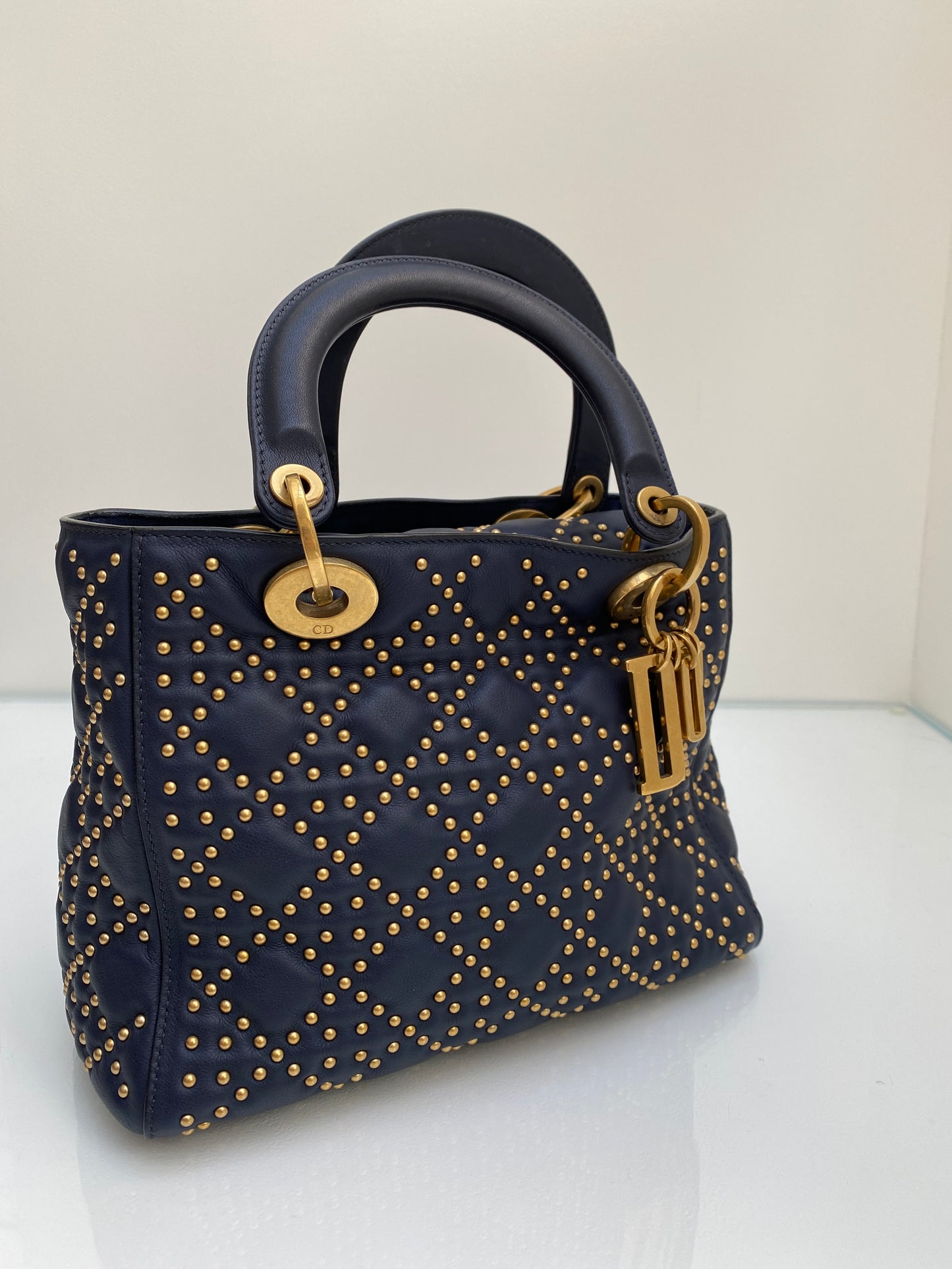 Christian Dior Navy Lady Dior Cannage Bag