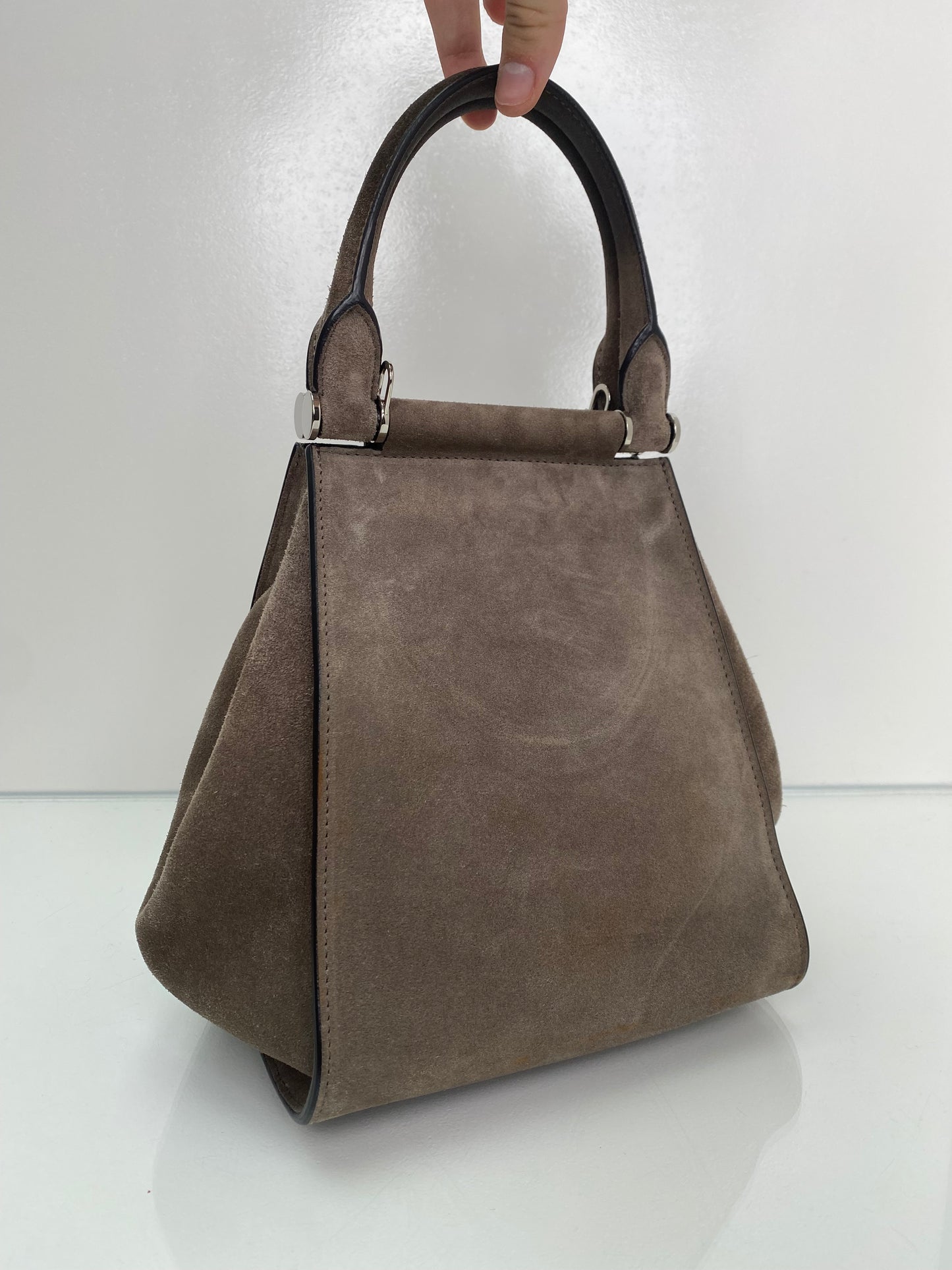 Max Mara Grey Taupe Suede Bag