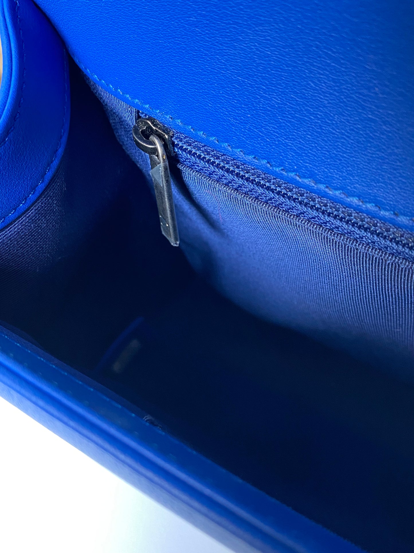 Chanel Cobalt Blue Chevron Lambskin Medium Boy Bag RHW