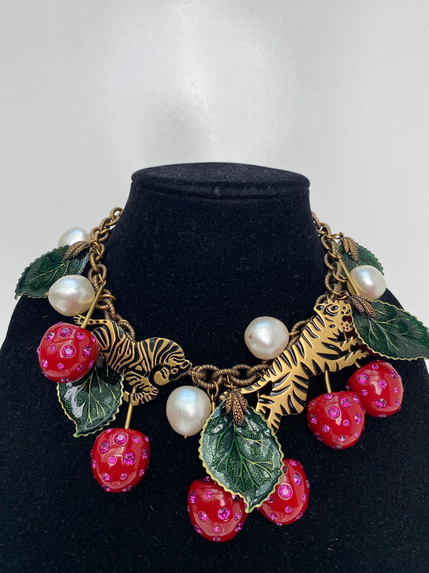 Gucci Red Cherry Statement Necklace