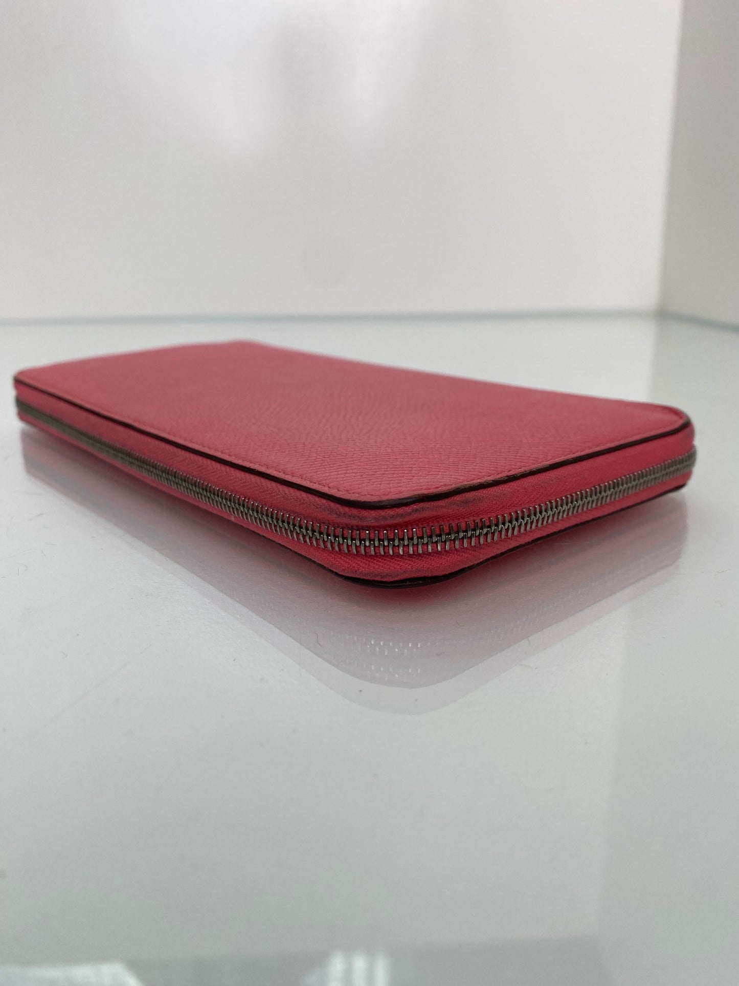 Hermes Azap Silk Rose Azalee Epsom Zip around Long wallet PHW