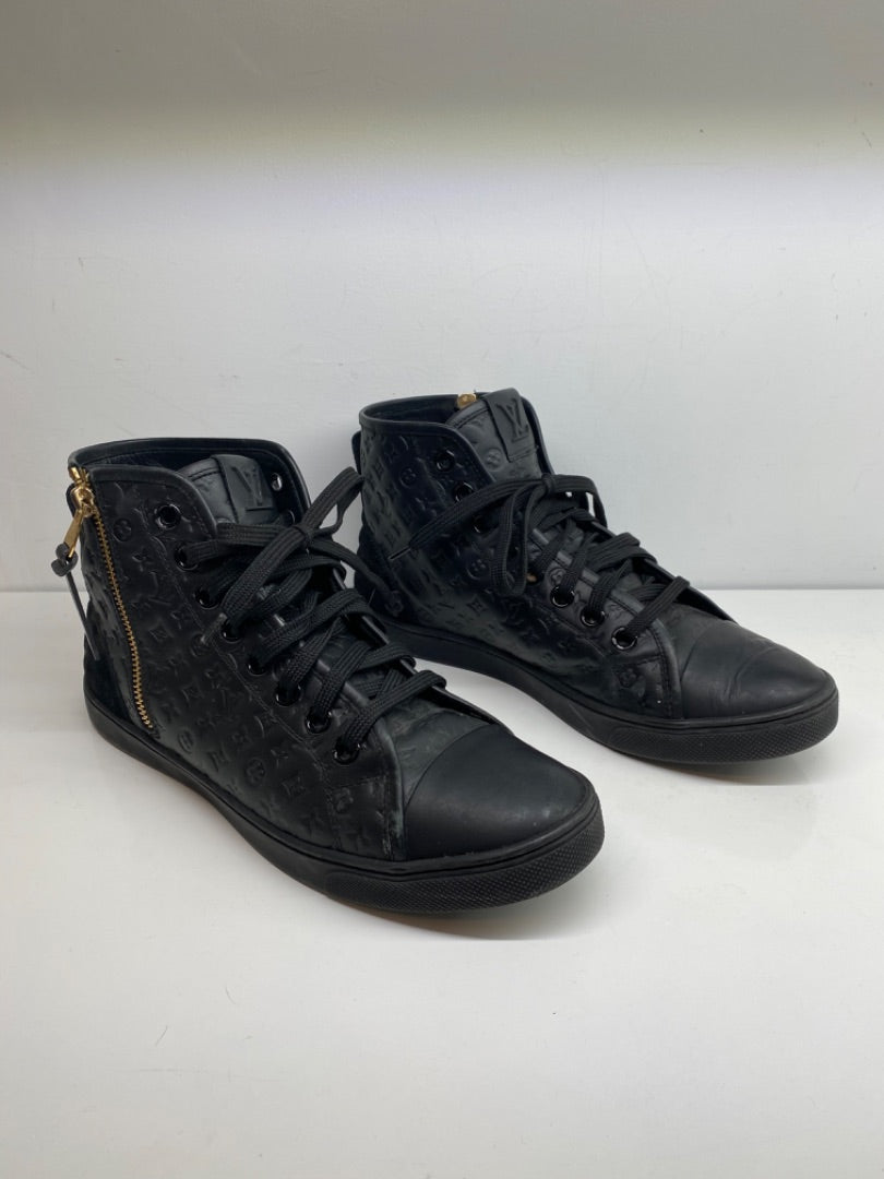Louis Vuitton Black Leather Boots, Sz 38