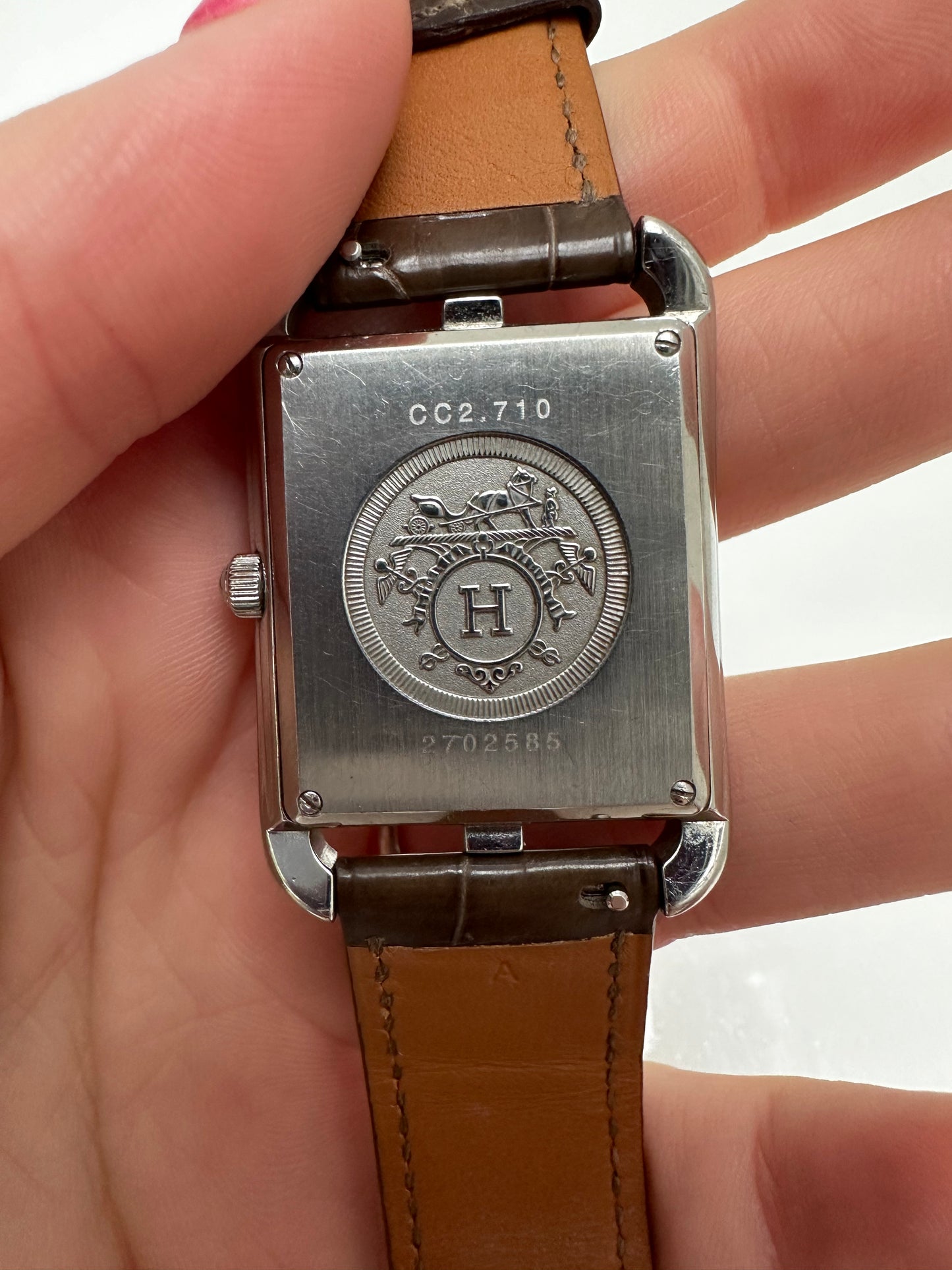 Hermes Brown Alligator Wrap Watch