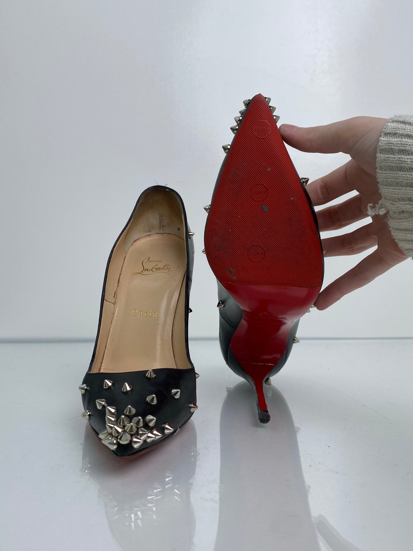 Christian Louboutin Black Spike Heels, 39.5