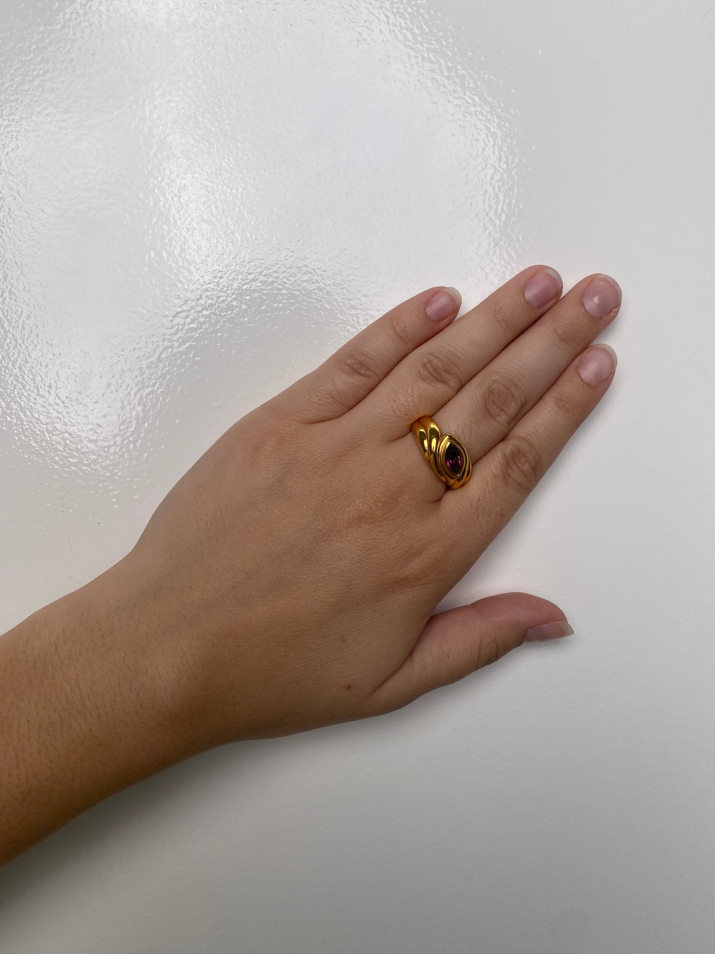 Lanvin Vintage Purple & Gold Ring, 7.25