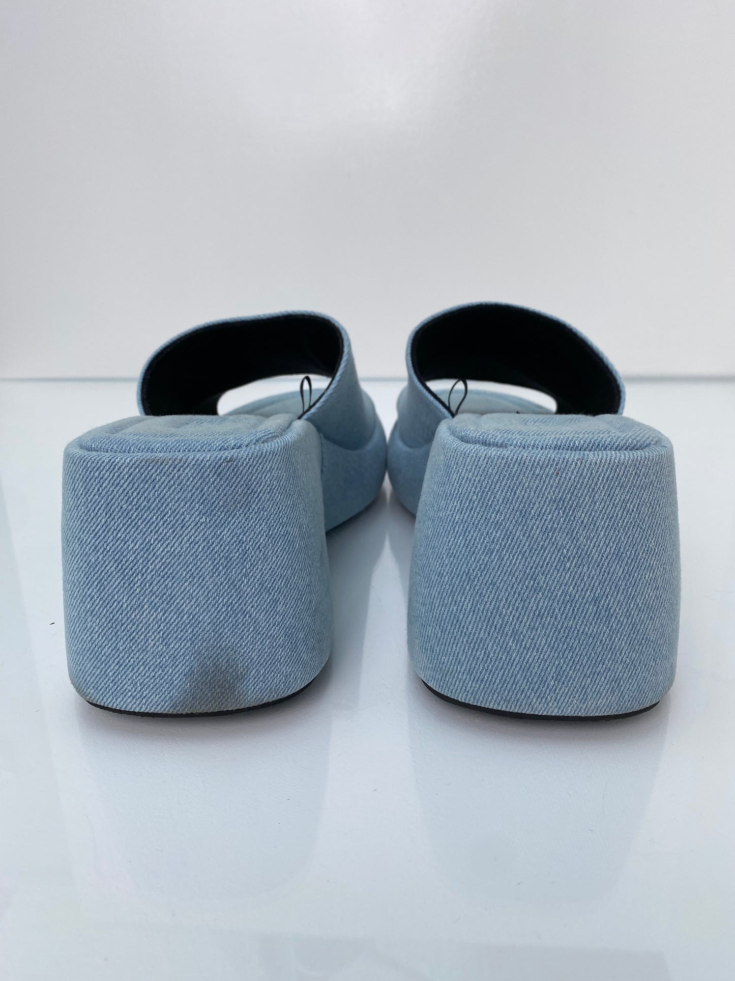 Zara Light Wash Denim Block Heels, 40