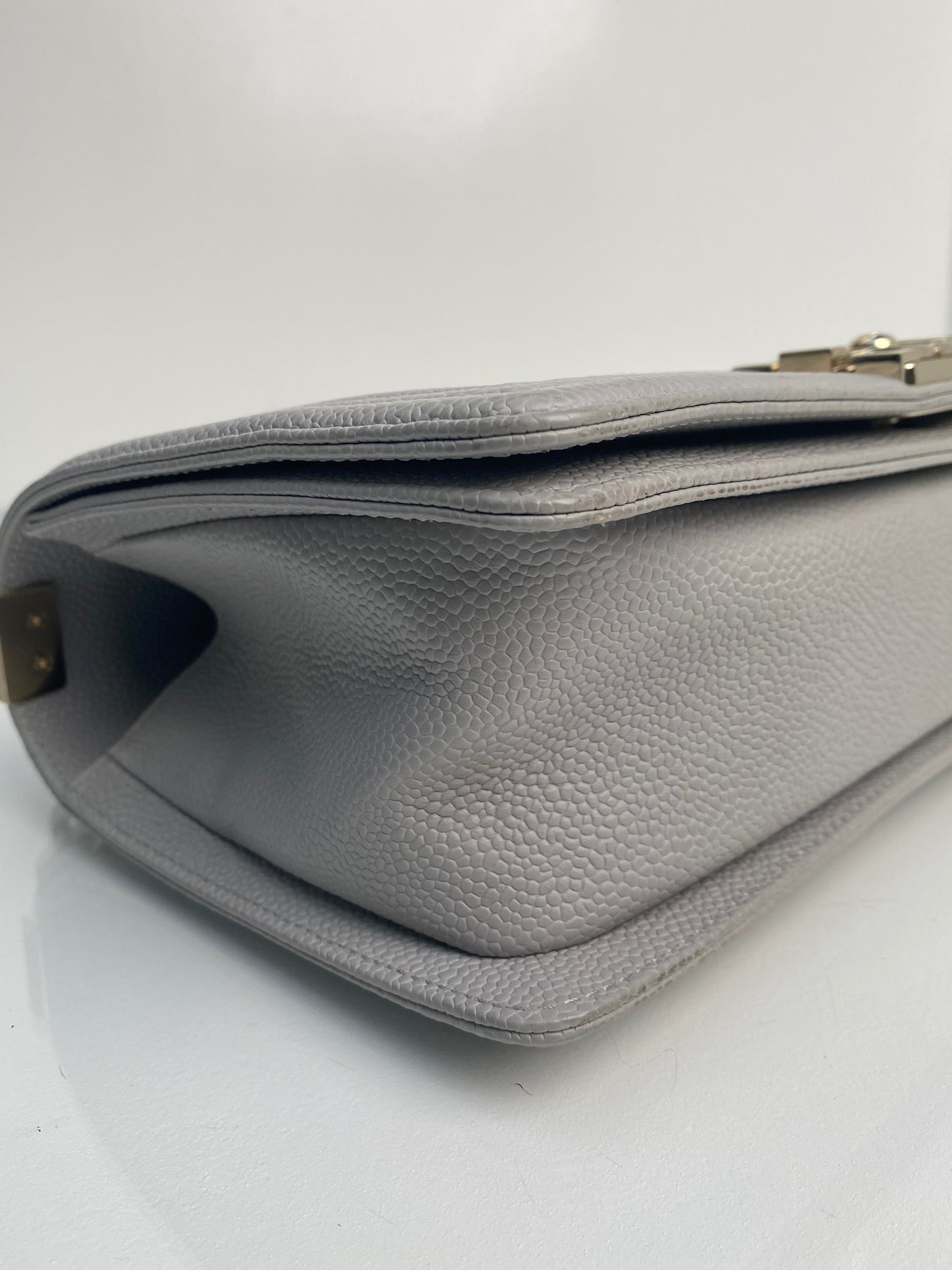 Chanel Boy Light Grey Caviar GHW