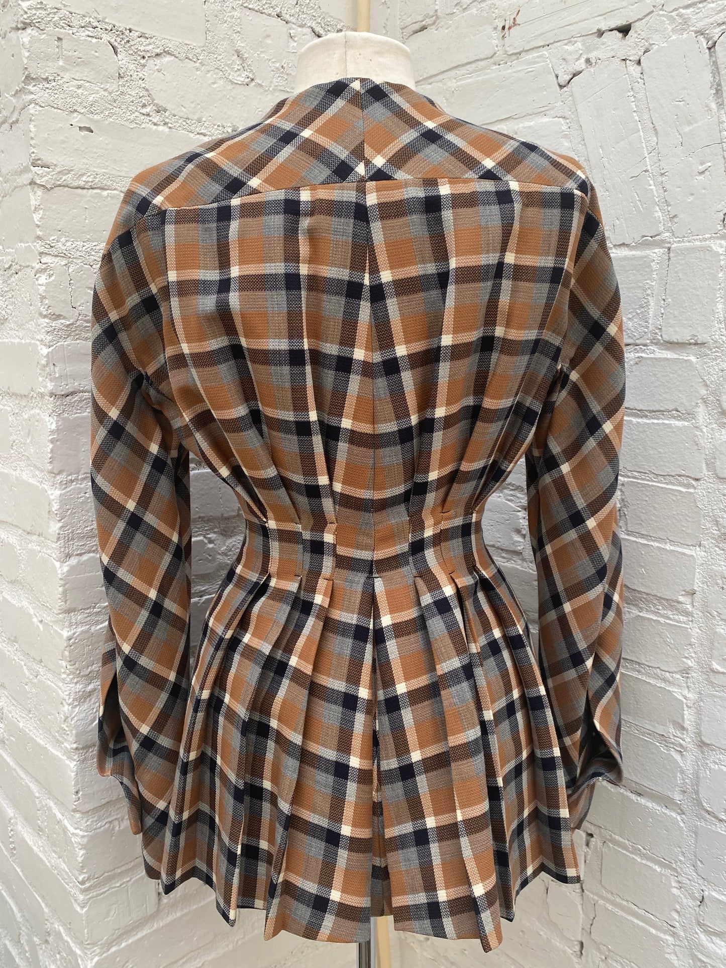 Christian Dior Brown, White, & Multicolor Tartan Jacket, 8