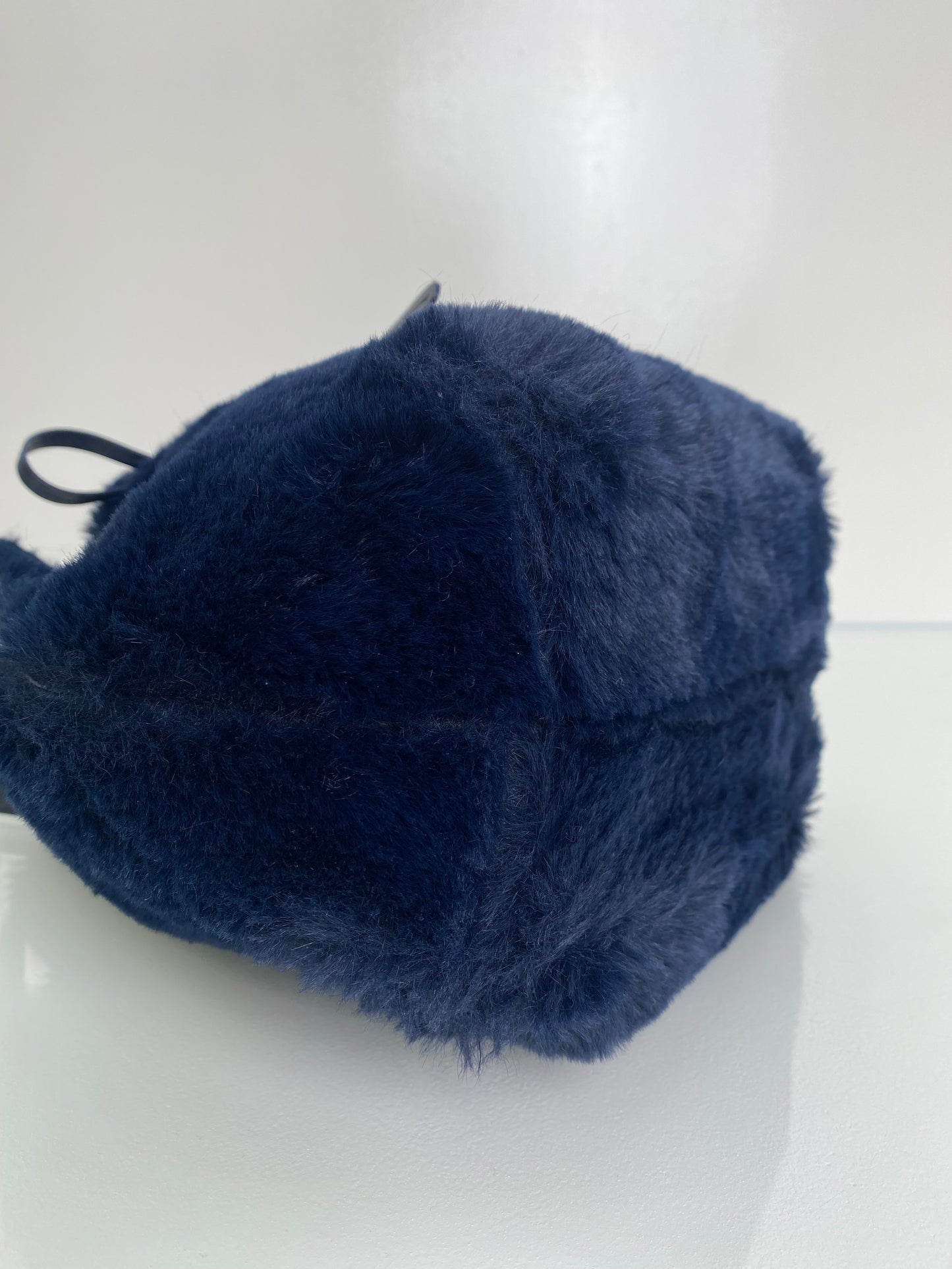 Mansur Gavriel Navy Faux Fur Crossbody Bucket Bag