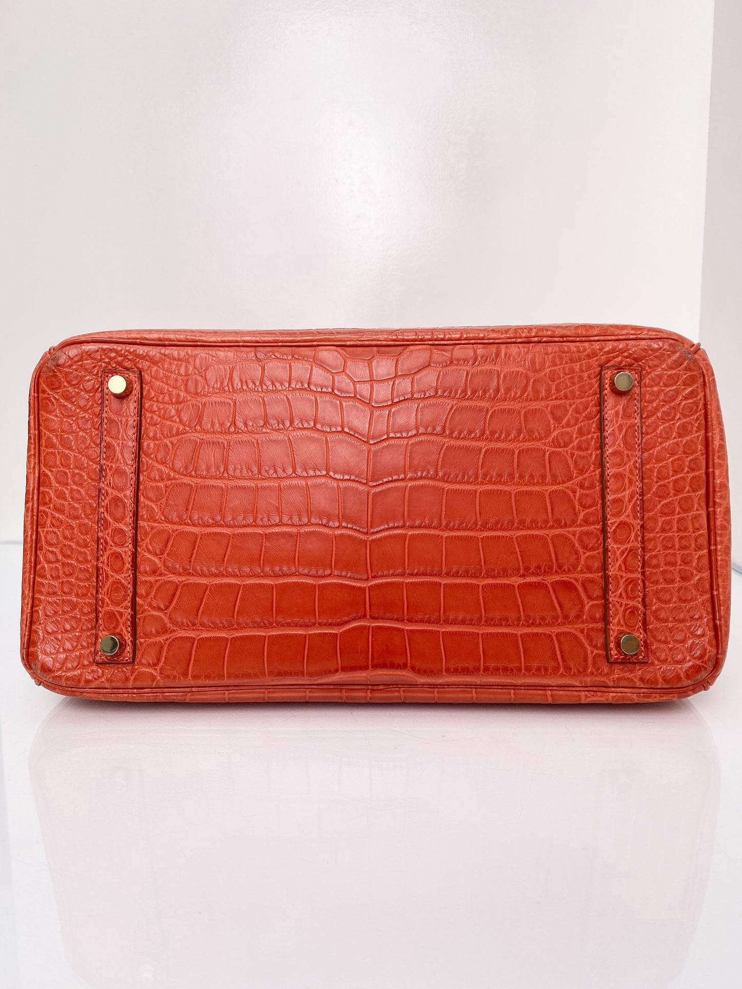 Hermes Birkin 35 Orange Matte Niloticus Croc GHW #O