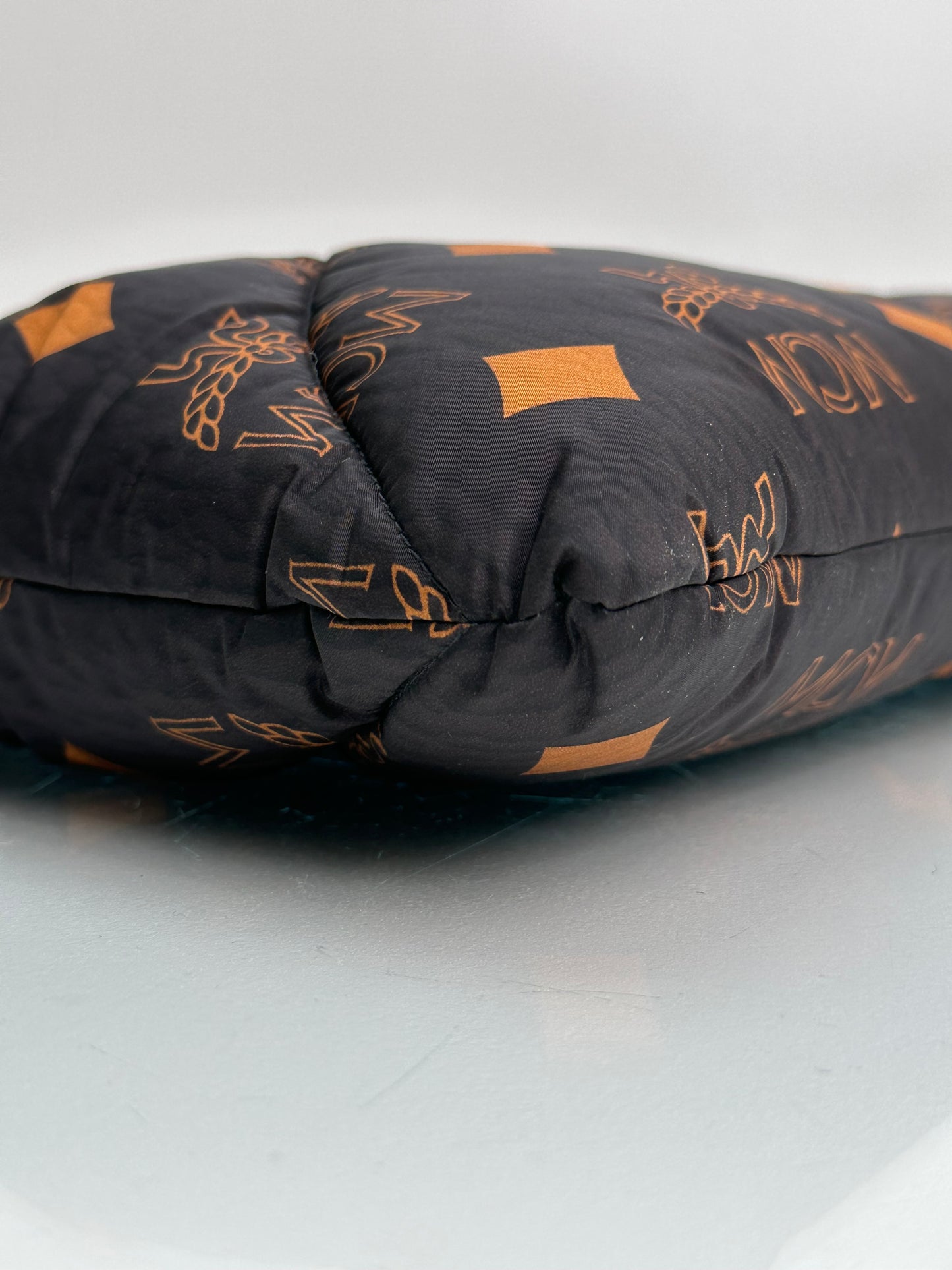 MCM Black & Orange Monogram Quilted Pouch