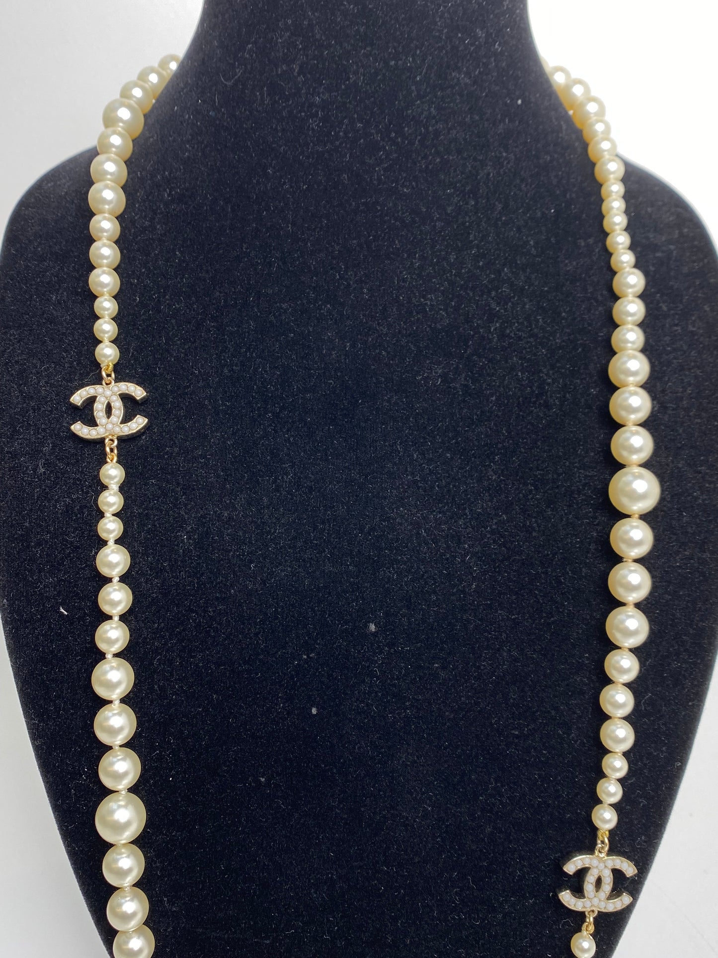 Chanel Pearl White CC Necklace