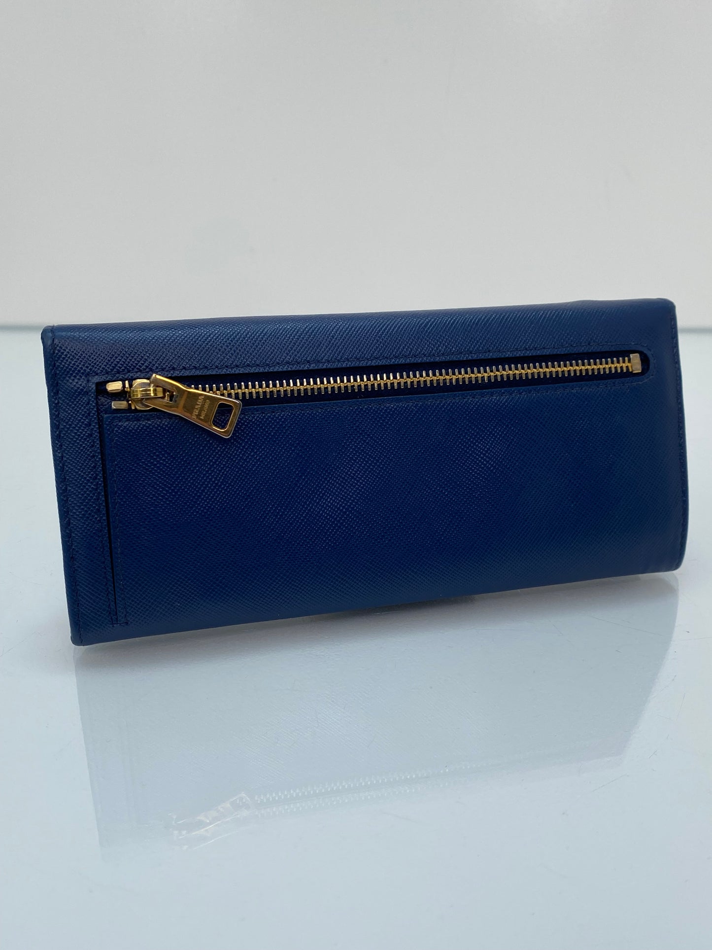 Prada Navy Saffiano Long Wallet