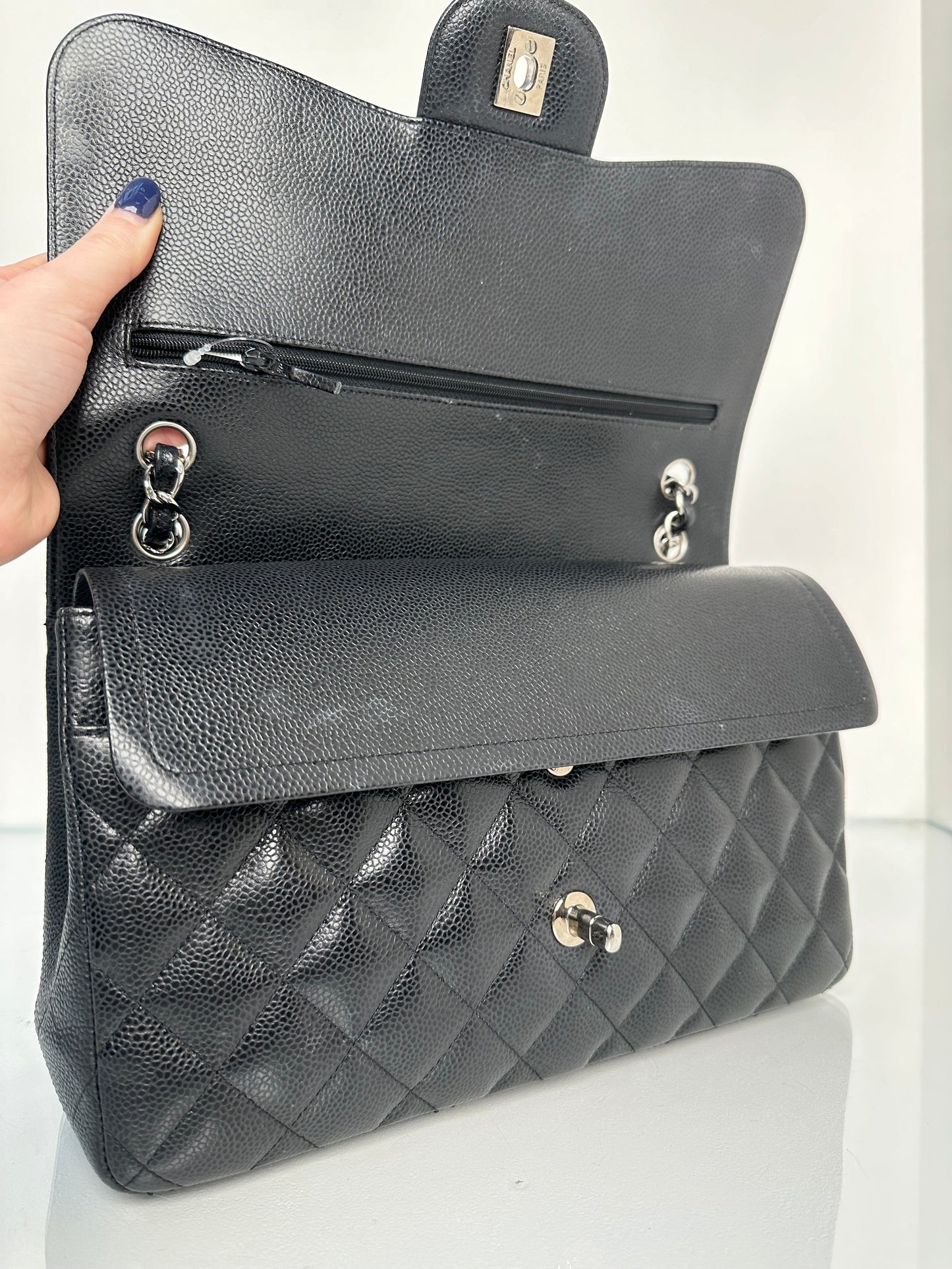 Chanel Jumbo Double Flap Black Caviar SHW
