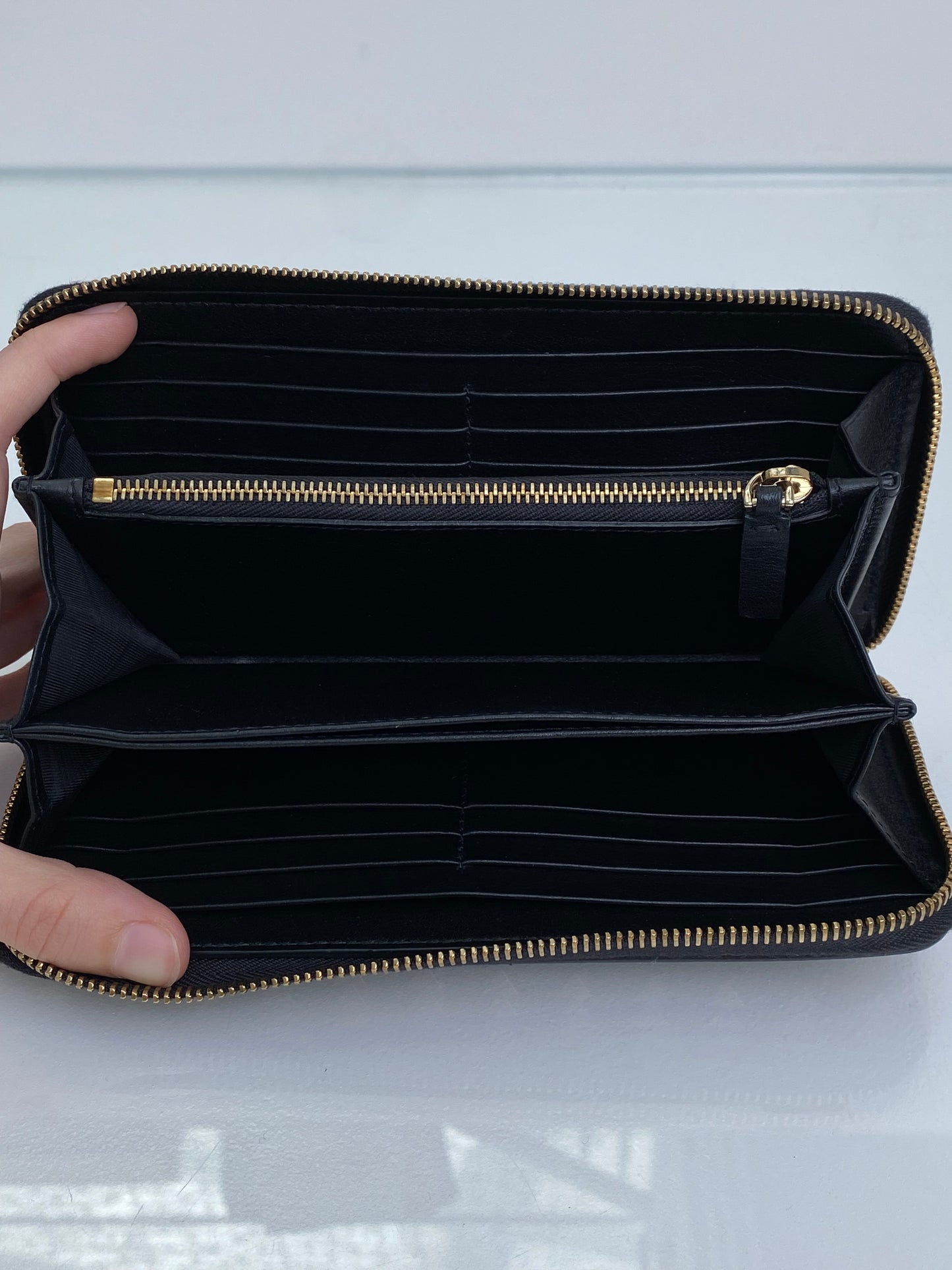 Valentino Black Rockstud Accent Long Zip Wallet GHW