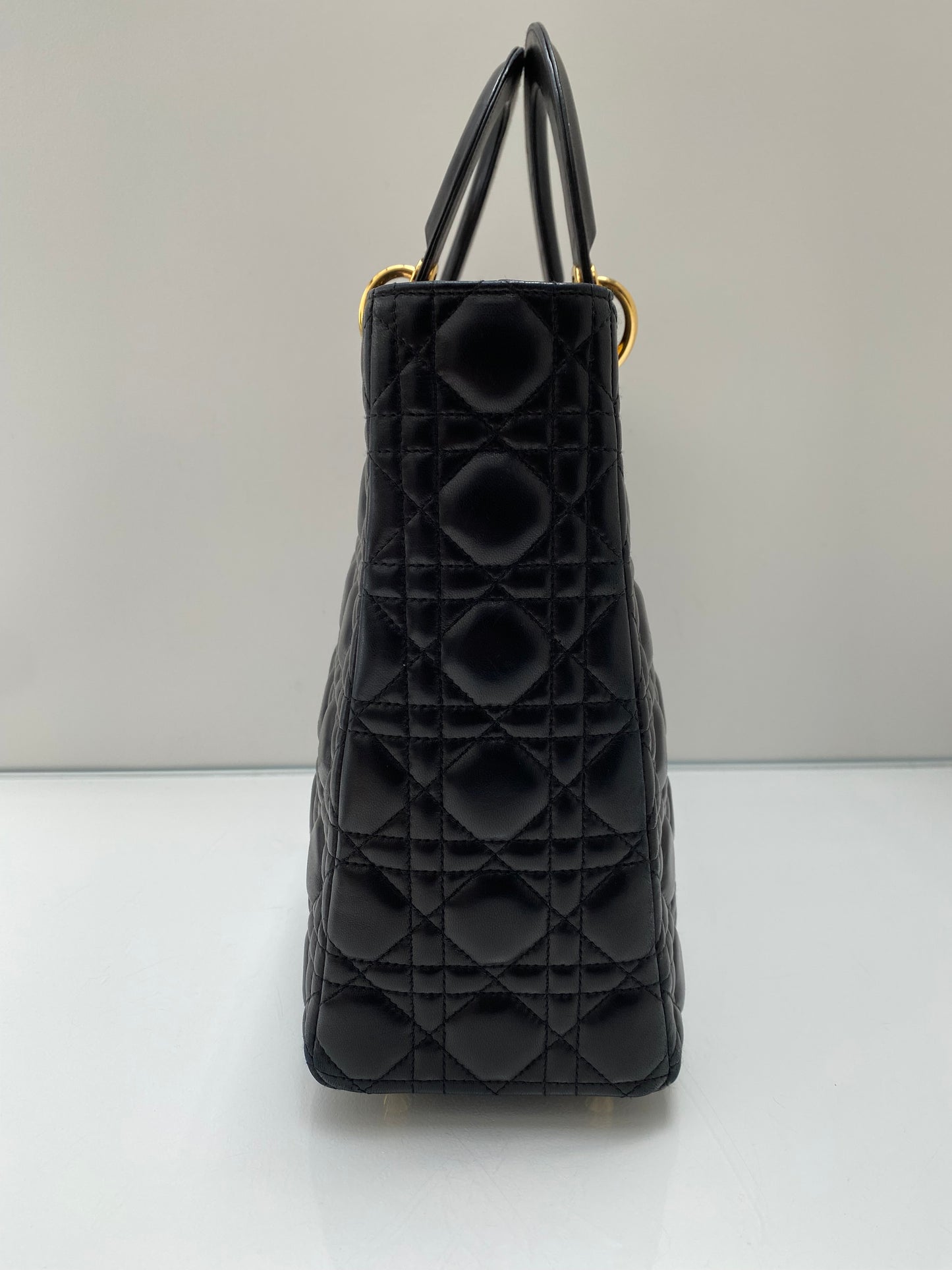 Dior Black Cannage Lambskin Large Lady Dior Bag GHW