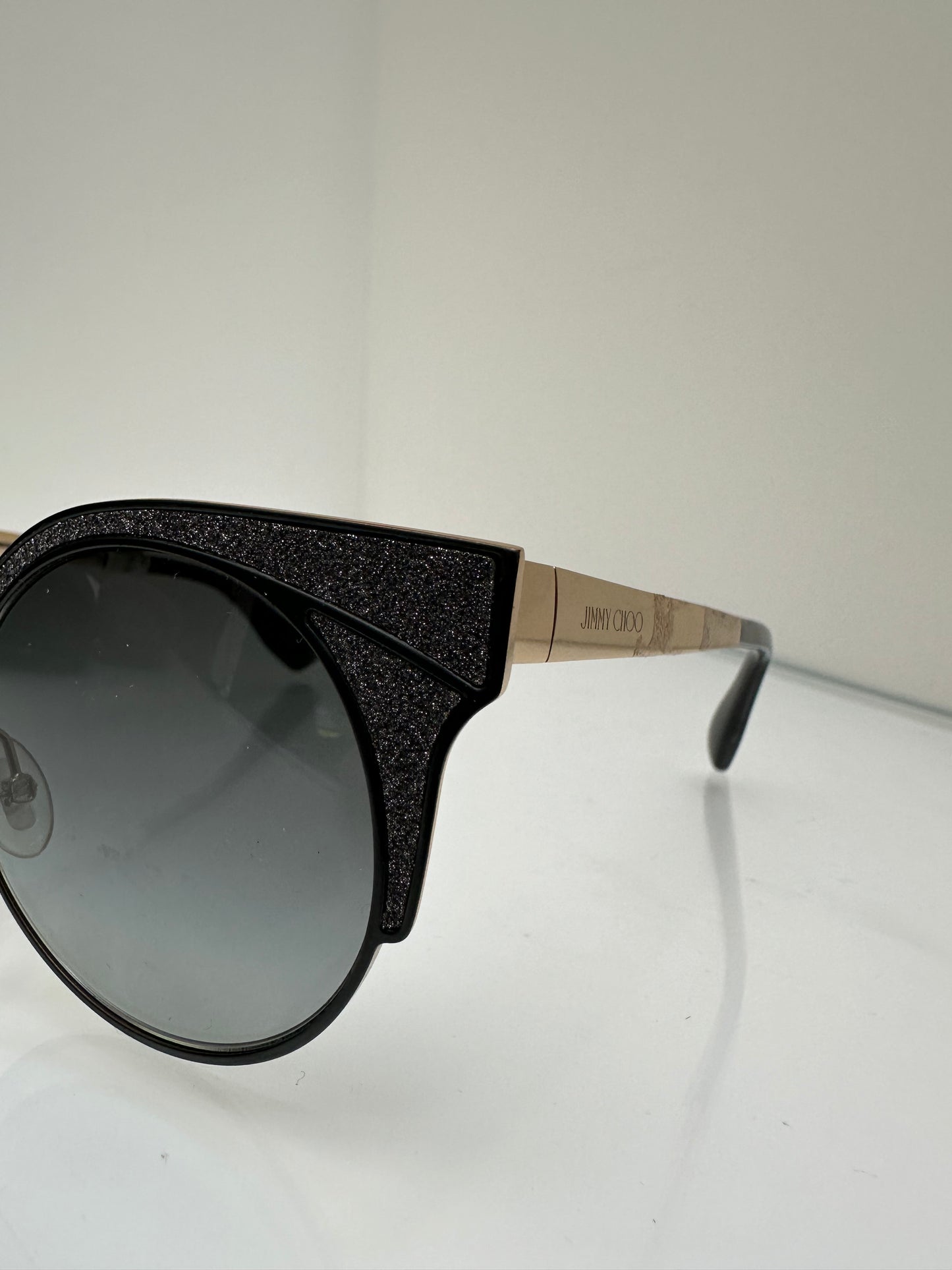 Jimmy Choo Black Sparkle & Gold Sunglasses