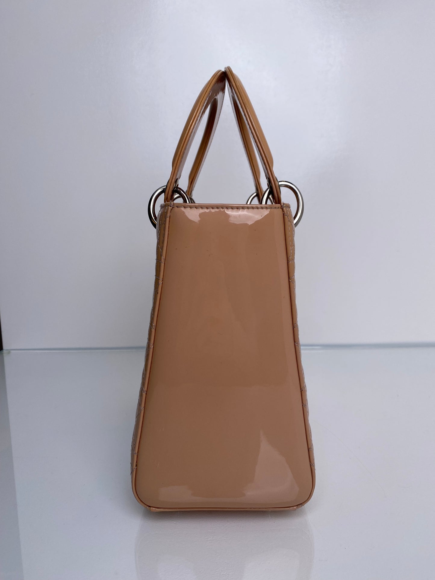 Dior Tan/Peach Patent Lady Dior Bag