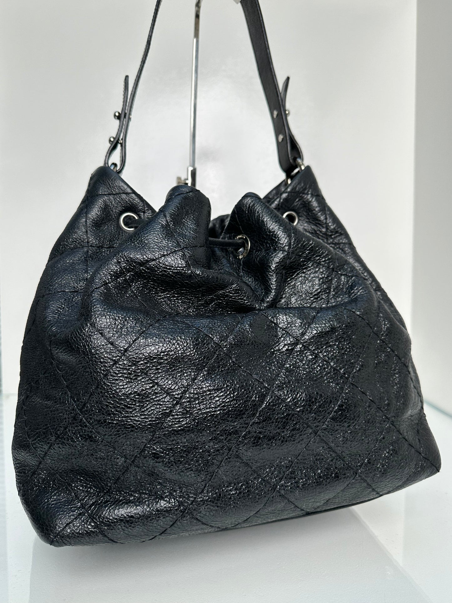 Chanel Black On The Road Calfskin Drawstring Tote SHW #14
