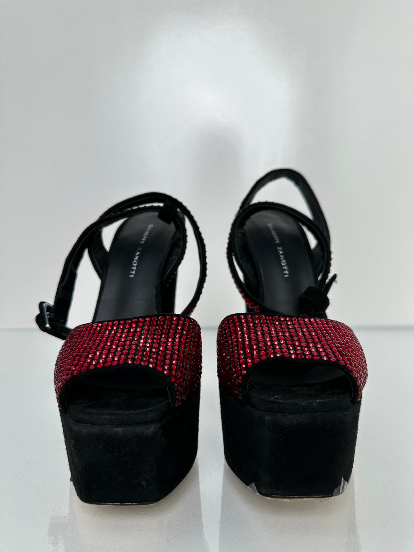 Giuseppe Zanotti Red Jeweled Heels, 37