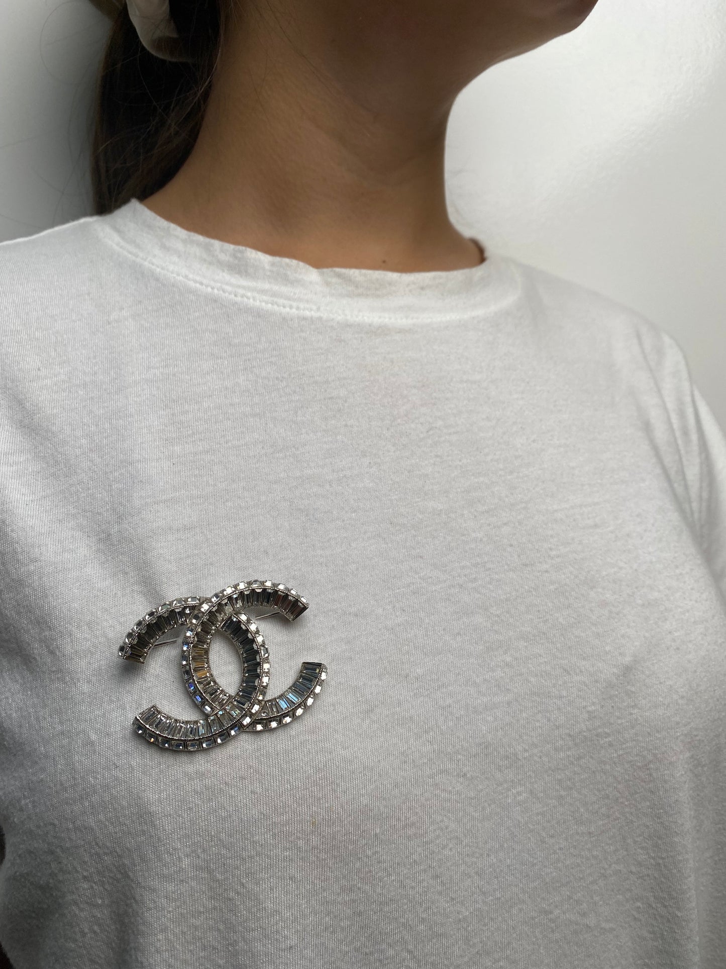 Chanel Crystal CC Baguette Brooch