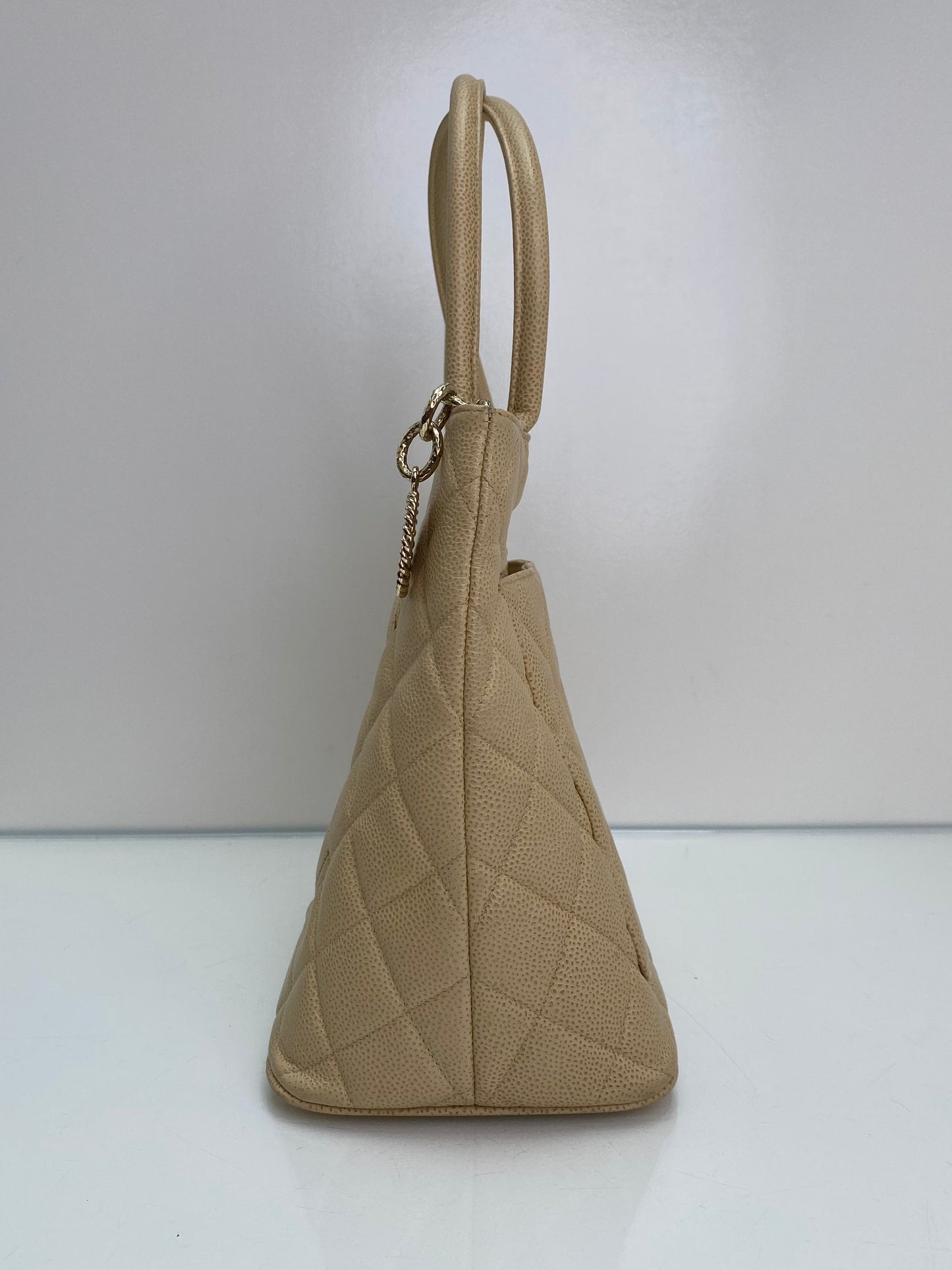 Chanel Beige Medallion CC Caviar Tote Bag GHW #07