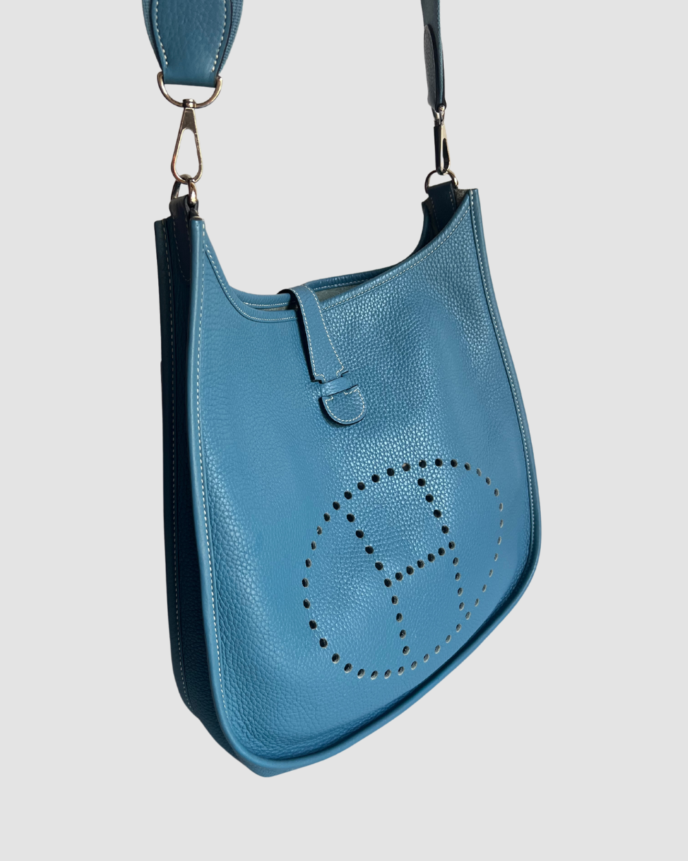 Hermes Evelyne GM Blue Jean Clemence PHW