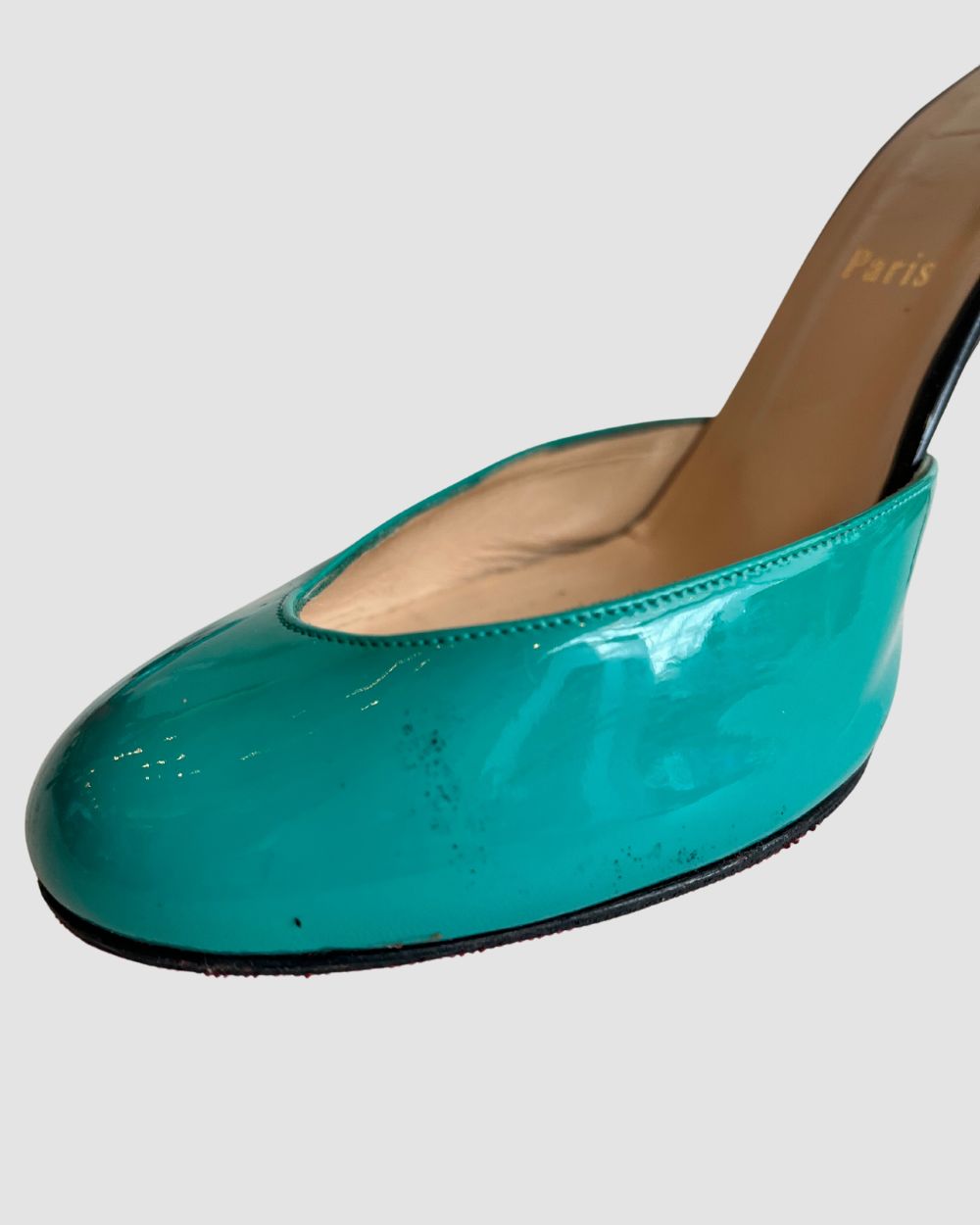 Christian Louboutin Teal & Black Patent Leather Heels, 40.5