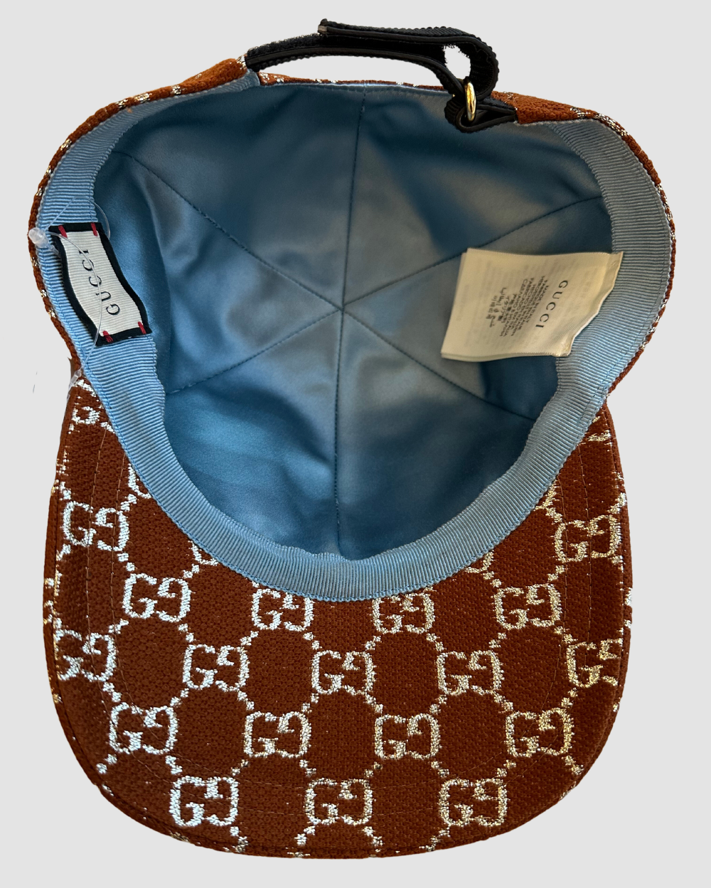 Gucci Burnt Orange & Silver Logo Baseball Hat