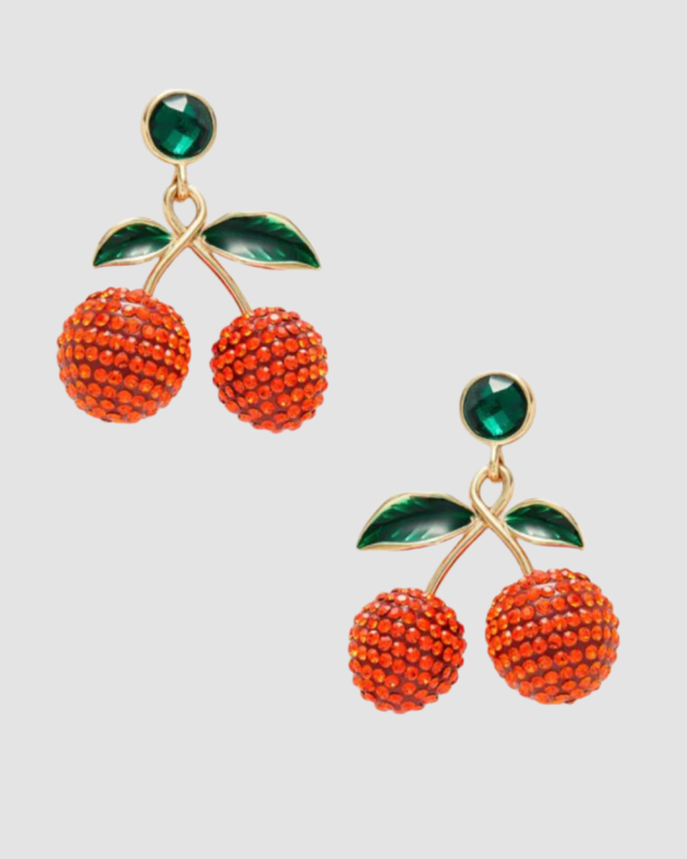 Dannijo Gold Plated Glass Crystal Cherry Drop Earrings