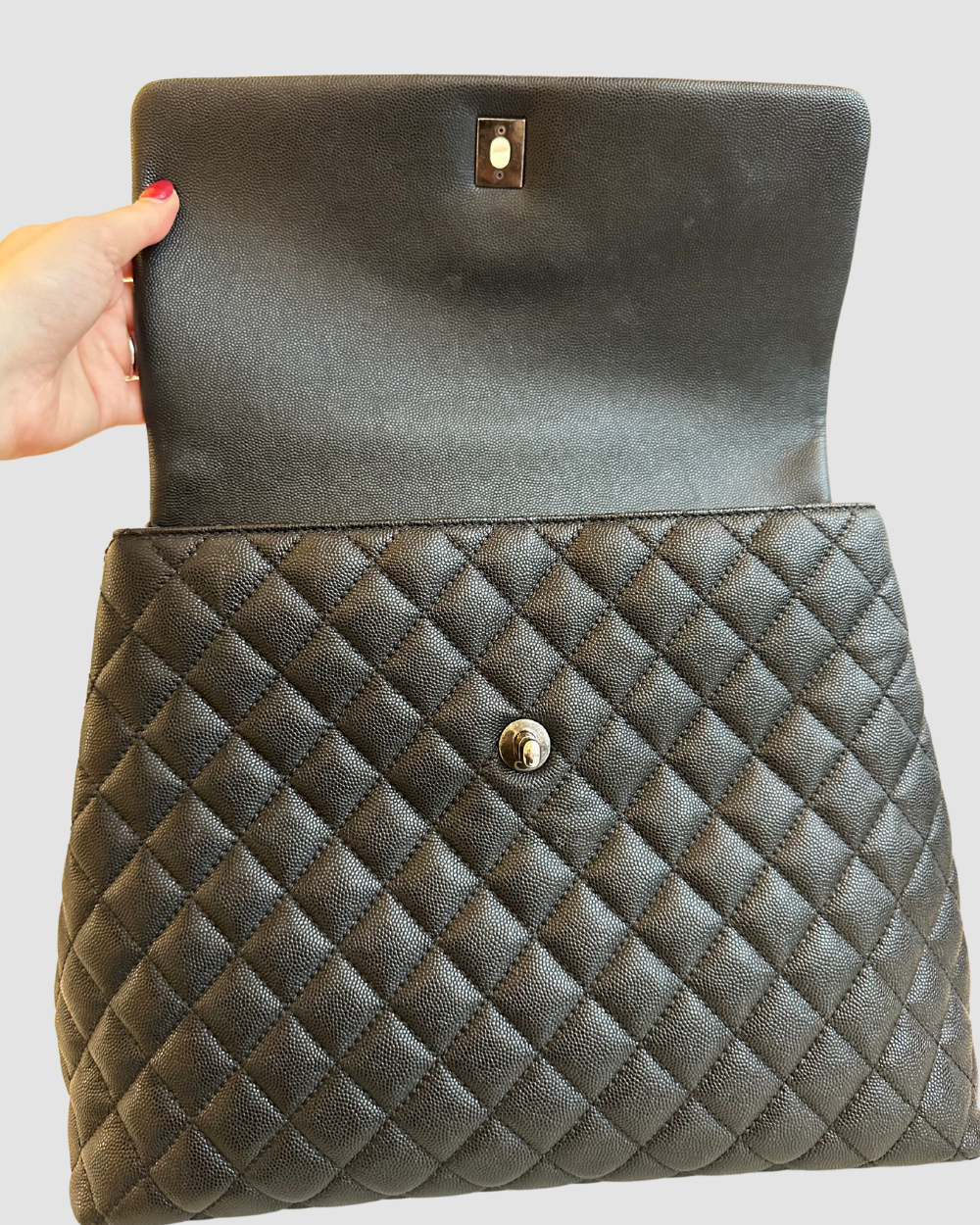 Chanel Black Caviar Leather Coco Top Handle SHW
