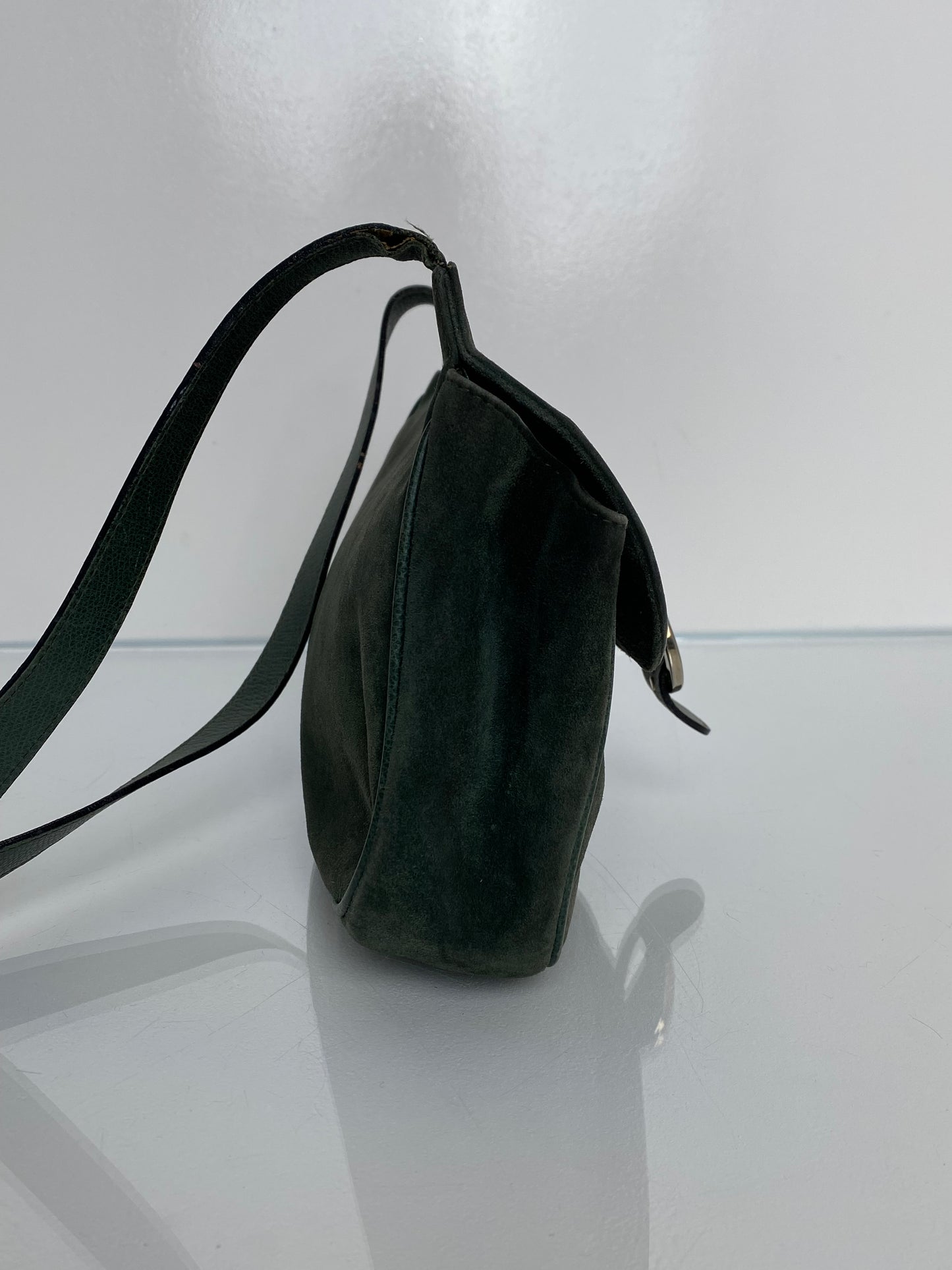 Ferragamo Vintage Green Velvet Crossbody Bag GHW