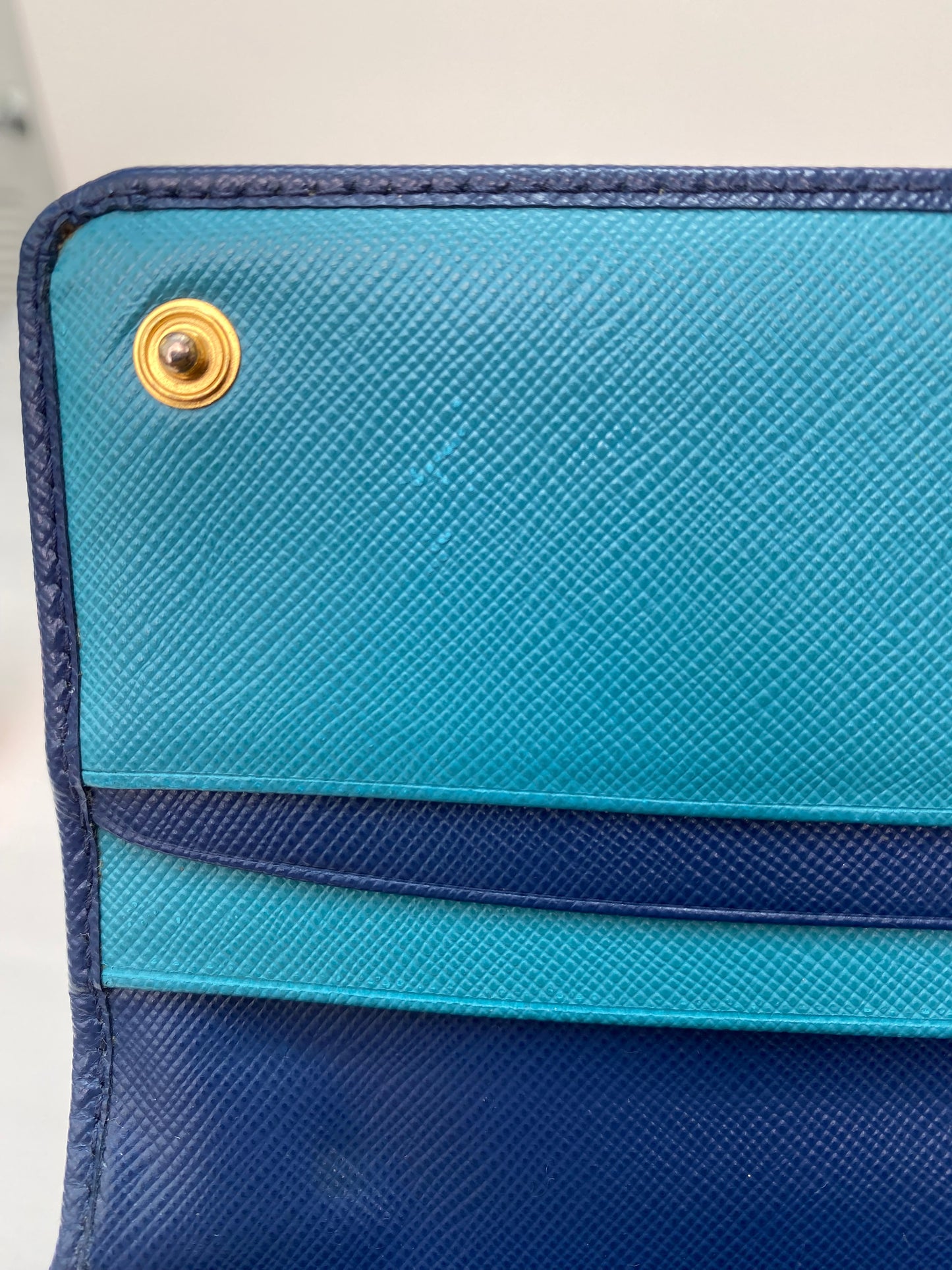 Prada Navy Saffiano Long Wallet