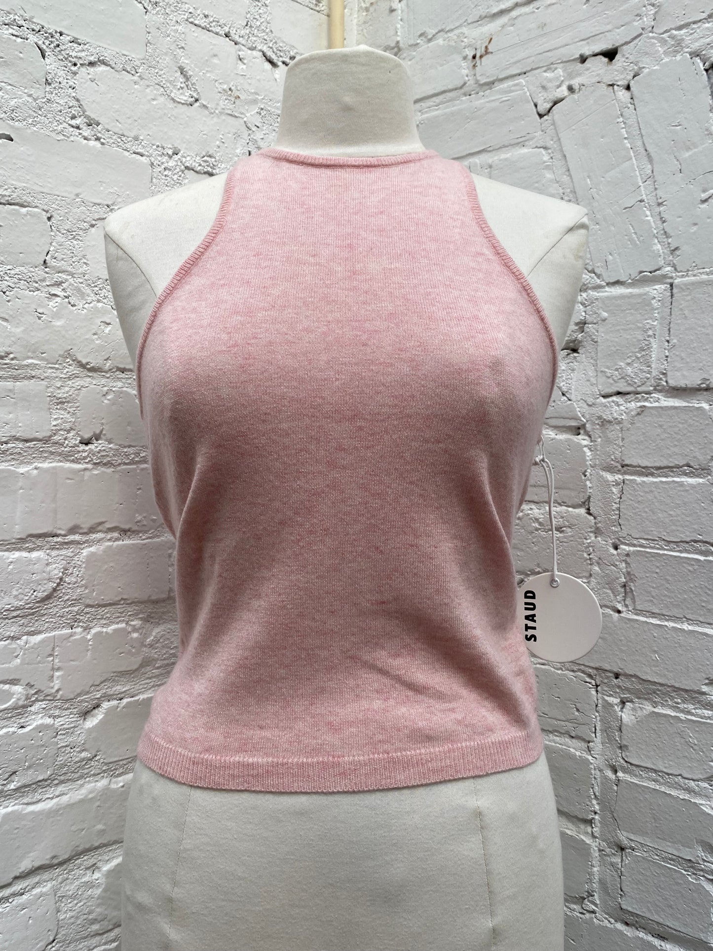 Staud Light Pink Knit Halter Top, S