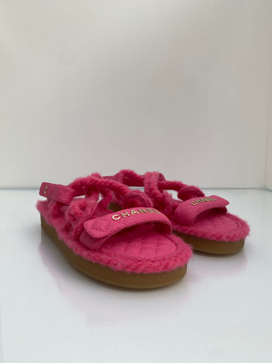 Chanel Pink Rope Dad Sandals, 39