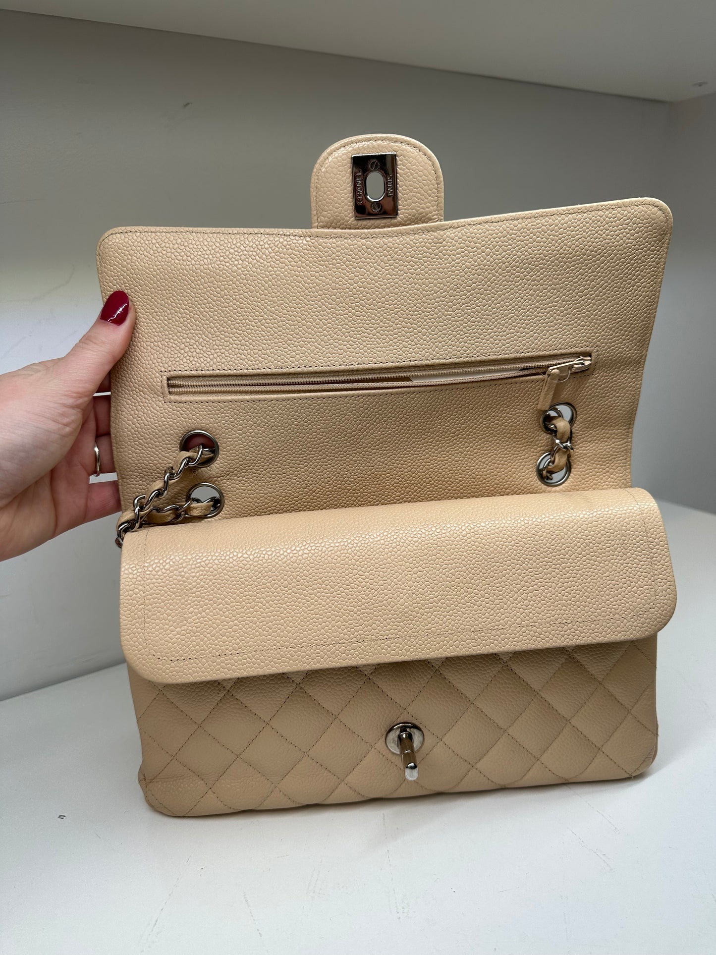 Chanel Medium Beige Caviar SHW