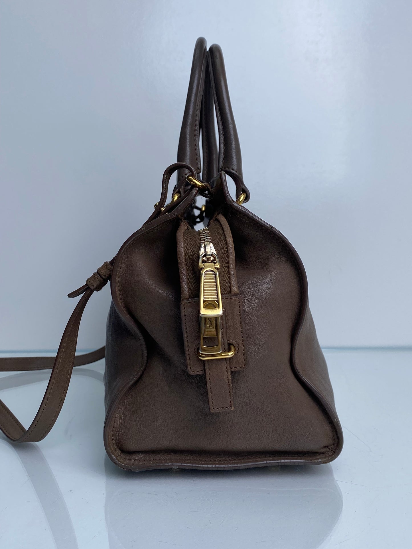Saint Laurent Vintage Brown Y - Line Small Tote Bag GHW