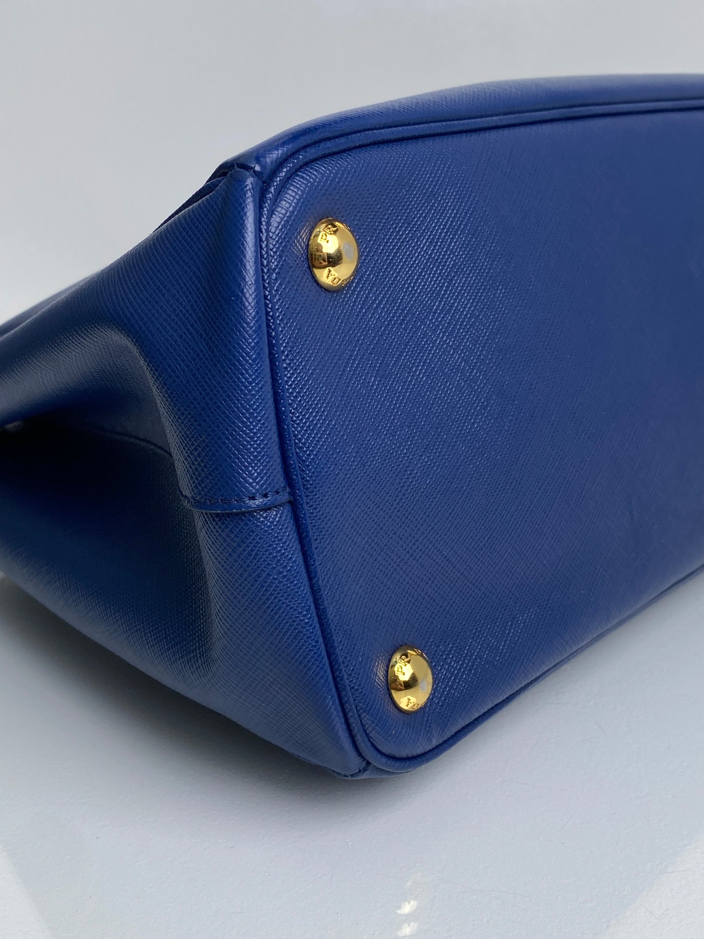 Prada Saffiano Lux Blue Small Tote Bag GHW