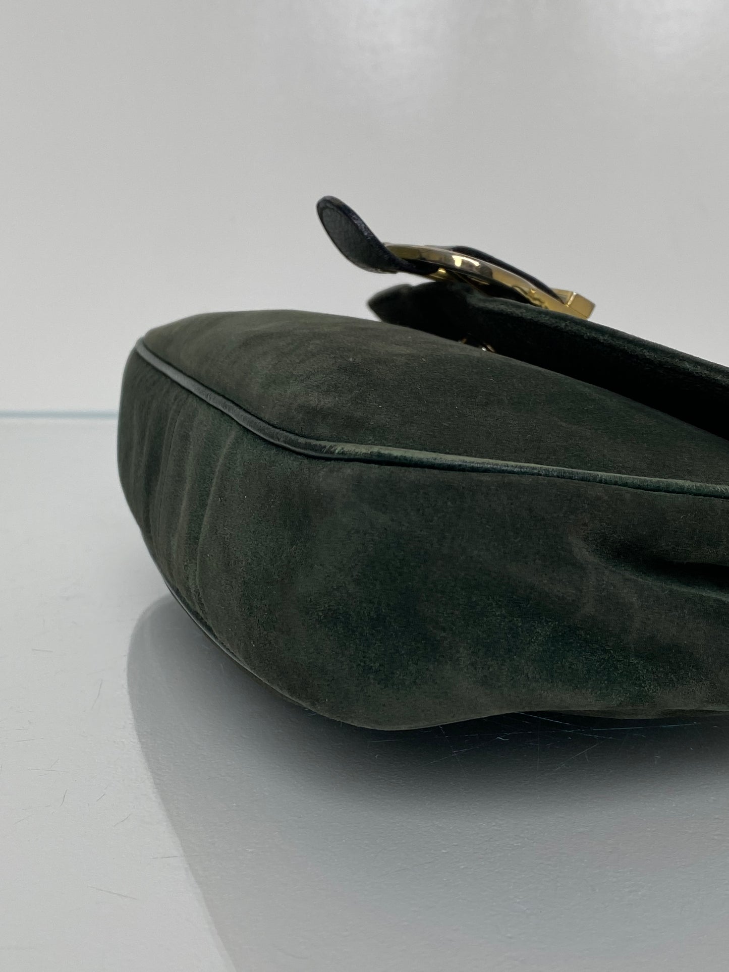 Ferragamo Vintage Green Velvet Crossbody Bag GHW