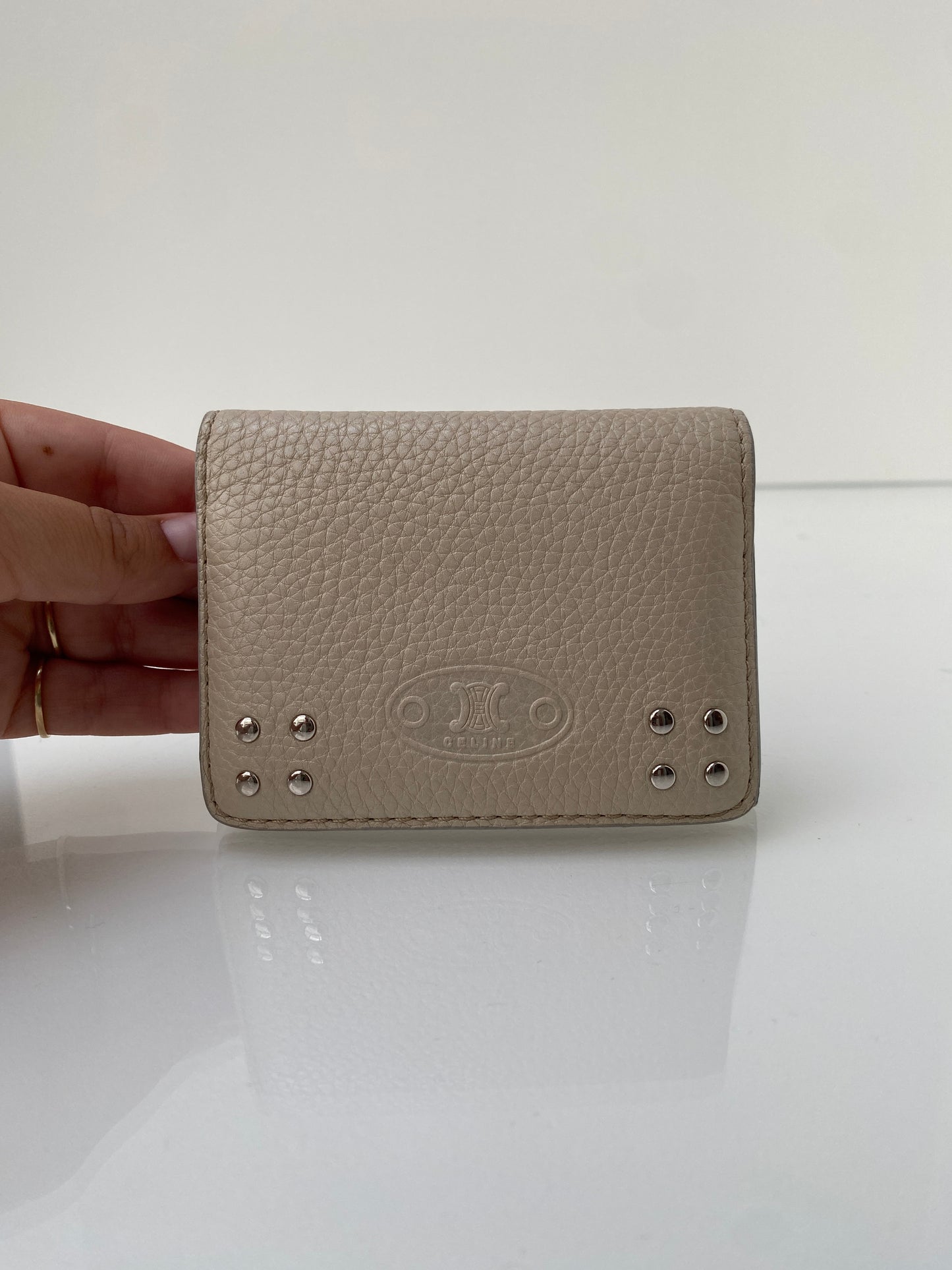 Celine Vintage Beige Studded Wallet