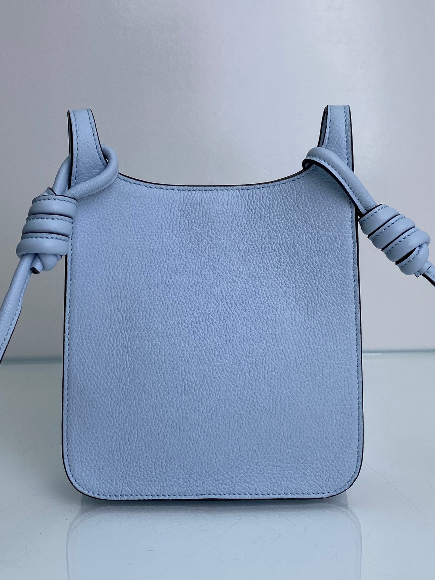 MCM Light Blue Logo Embossed Crossbody Bag