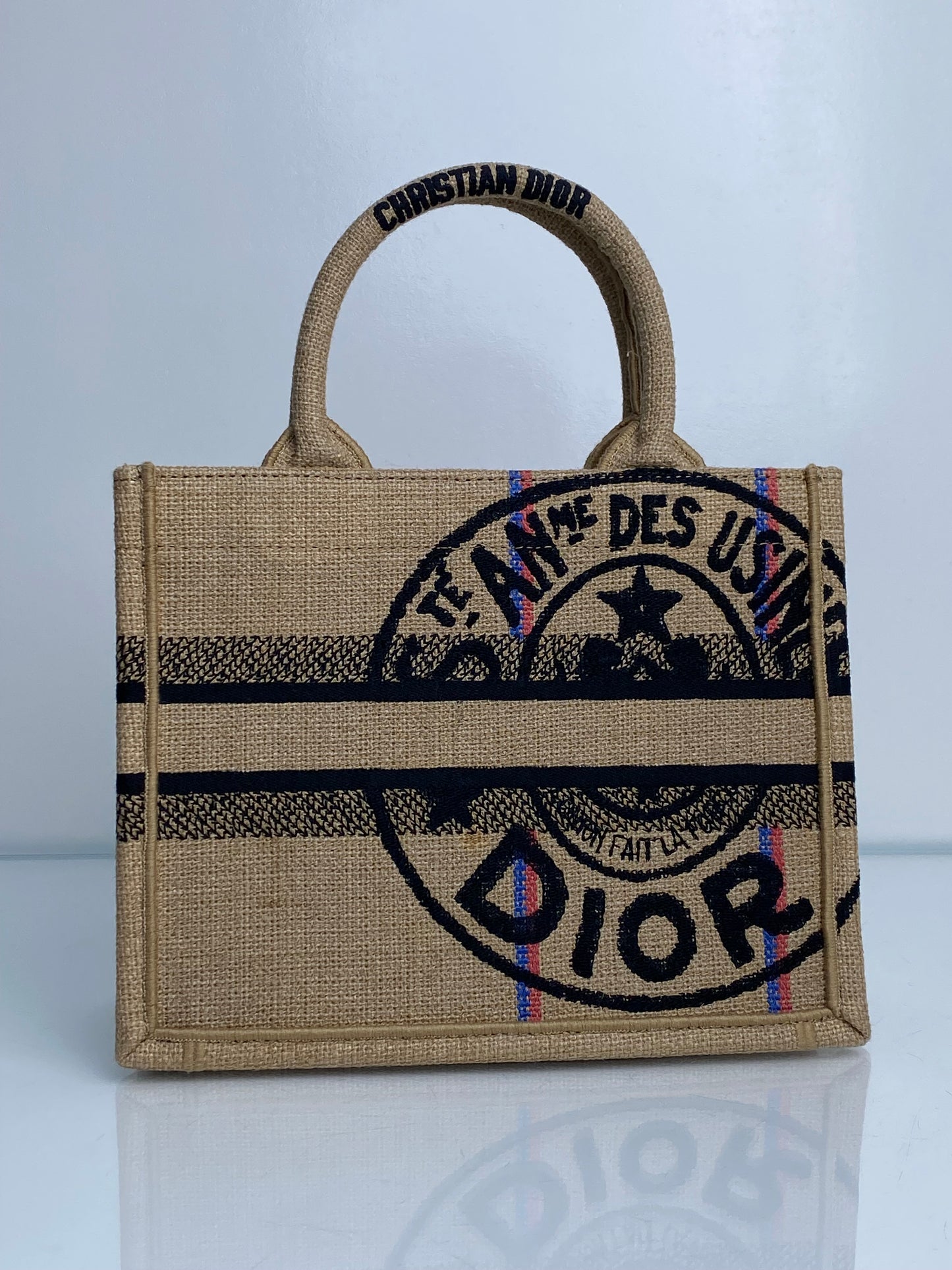Christian Dior Jute Small Logo Book Tote