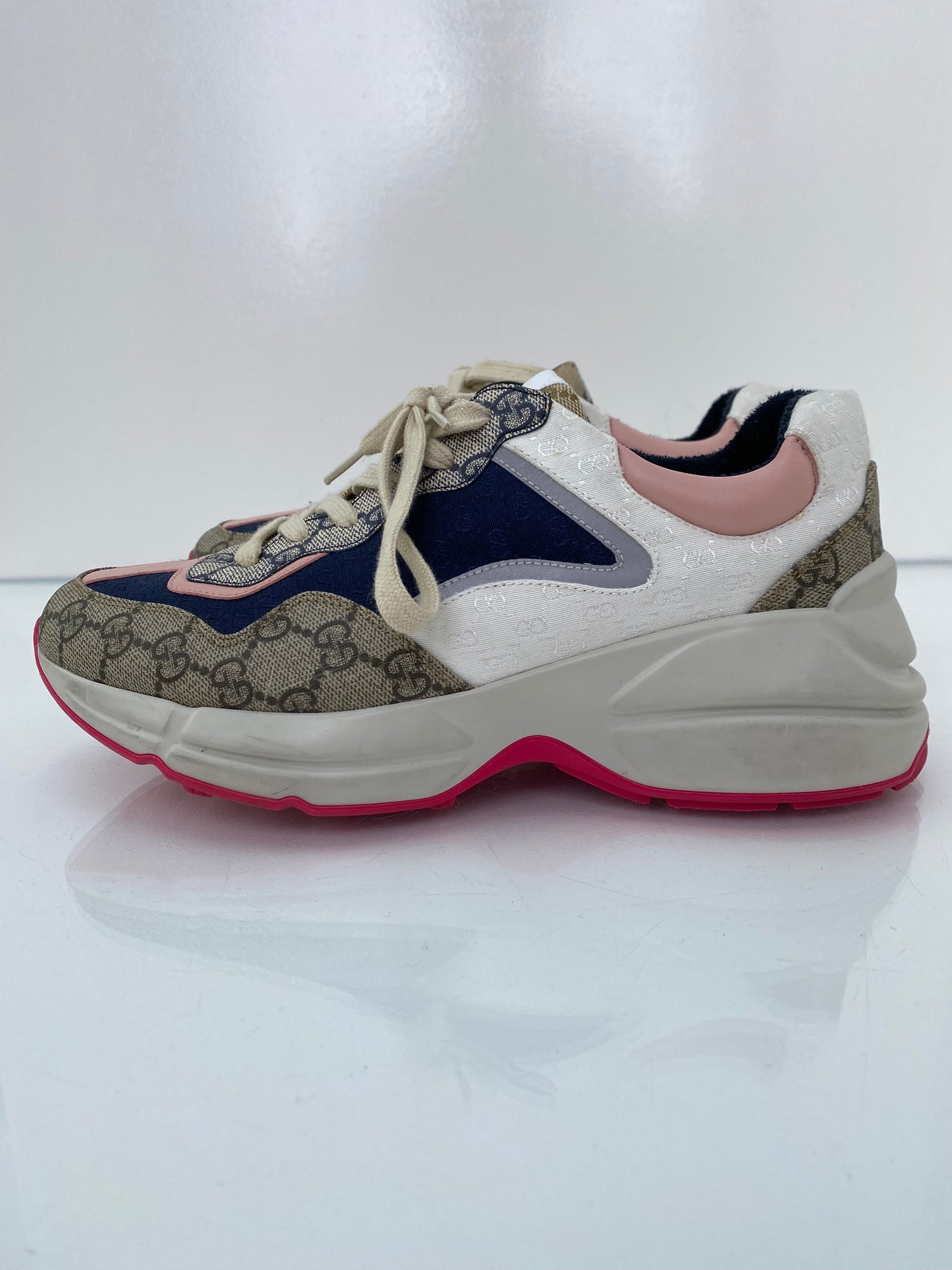 Gucci Rhyton Canvas Pink/Navy Sneaker, 40