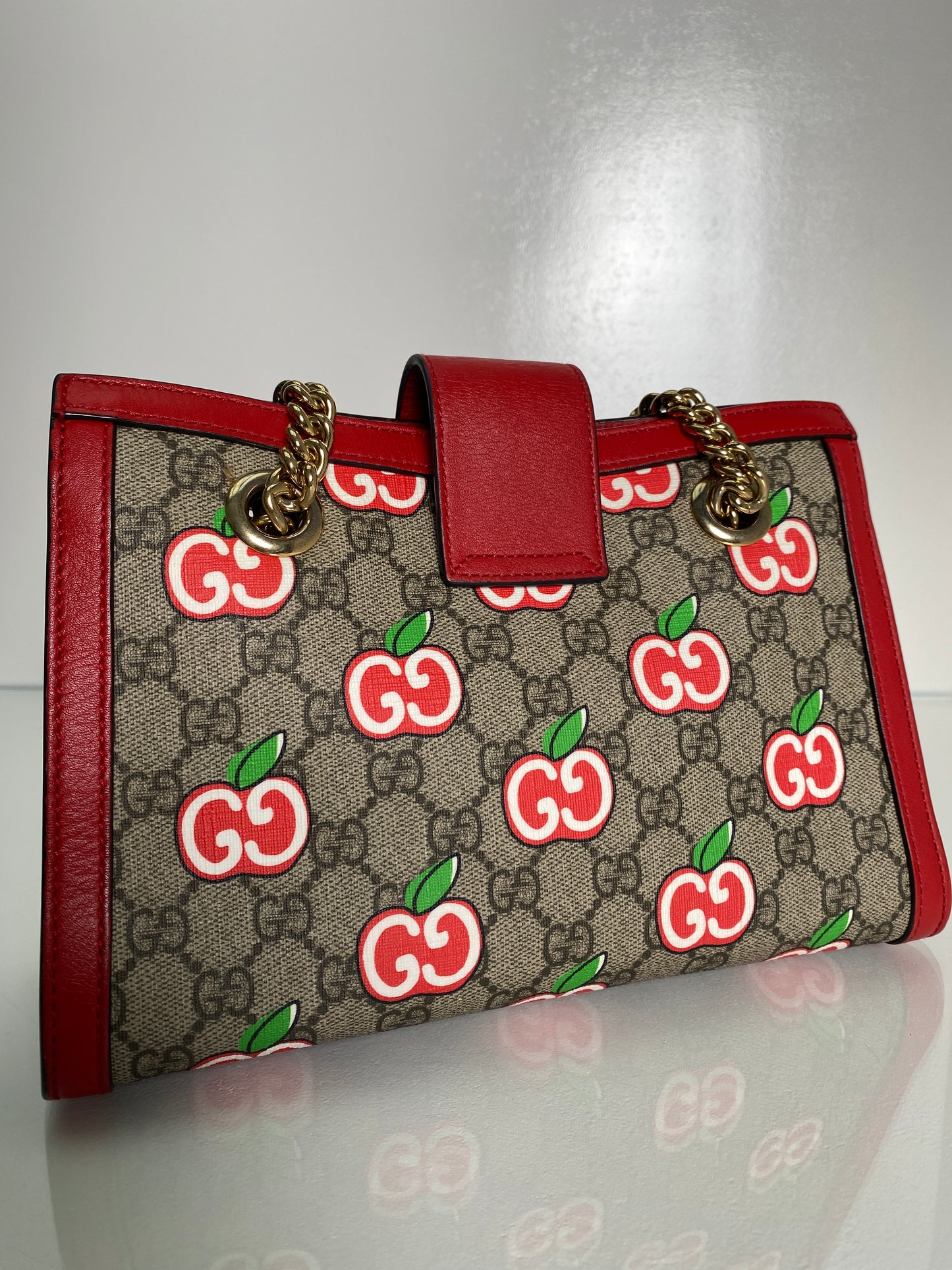 Gucci Red Supreme Apple Padlock Shoulder Bag GHW