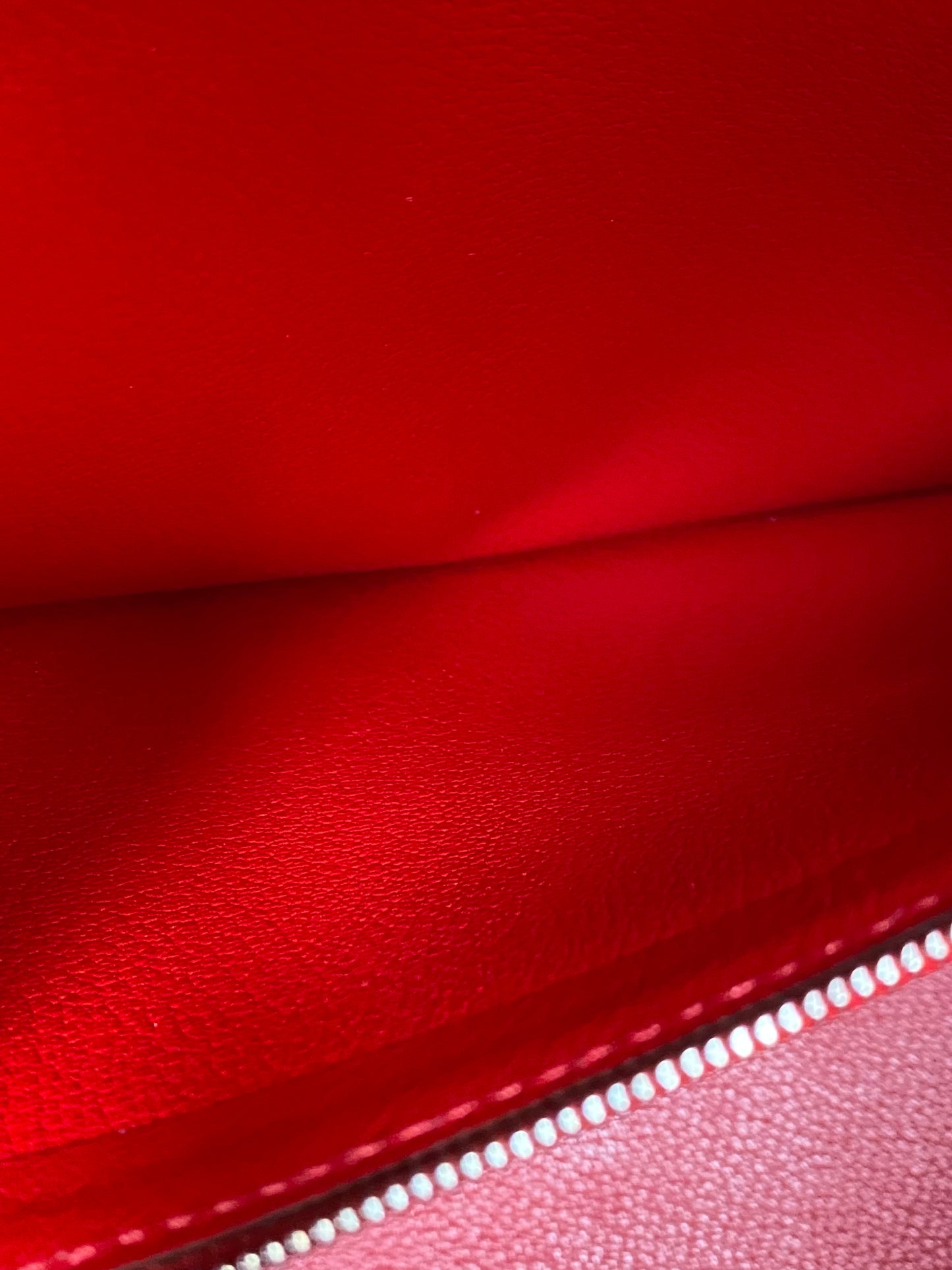 Hermes Kelly 32 Rouge Casaque Togo Retourne PHW w / Canvas Strap #P