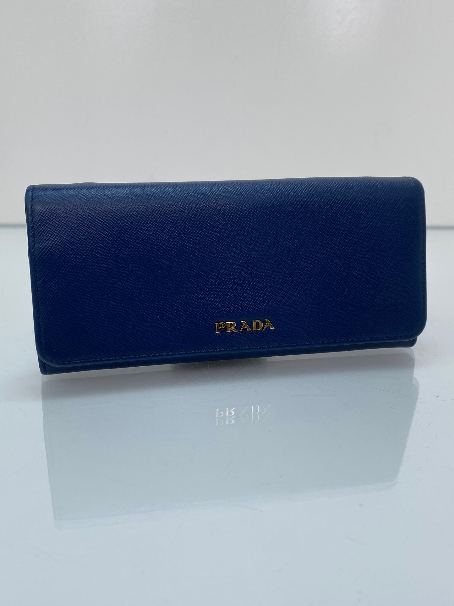Prada Navy Saffiano Long Wallet
